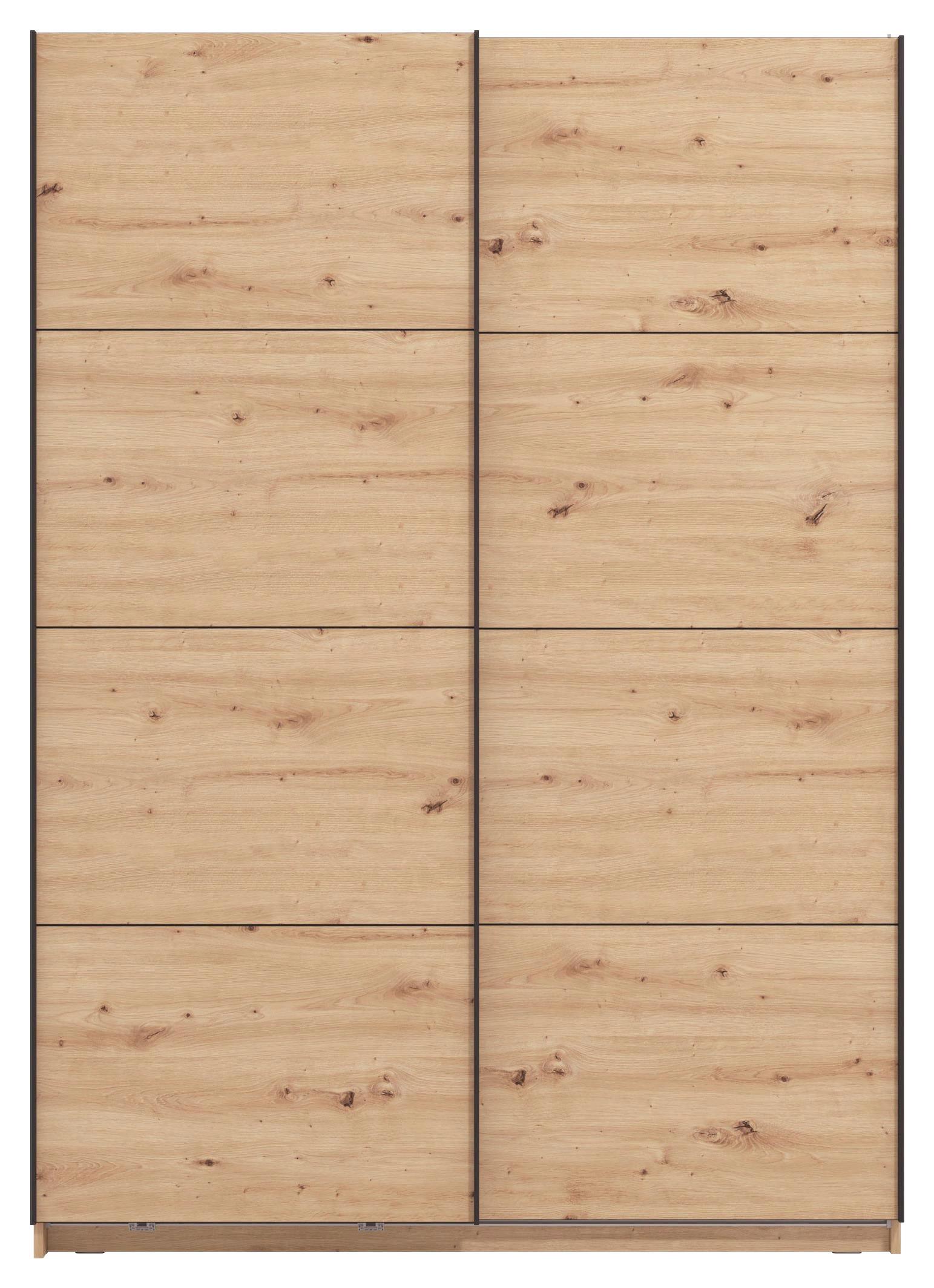Schwebetürenschrank Gard 150 in Eiche Artisan - Schwarz/Eiche Artisan, KONVENTIONELL, Holzwerkstoff/Metall (146/217/61cm) - Mömax