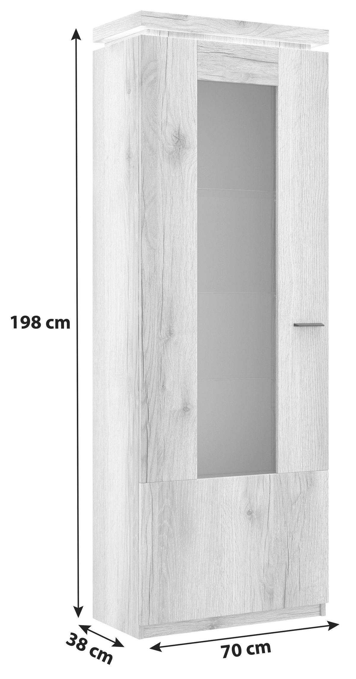 Vitrina Vancouver, Z Osvetlitvijo - barve hrasta/antracit, Moderno, kovina/steklo (70/198/38cm) - Mömax