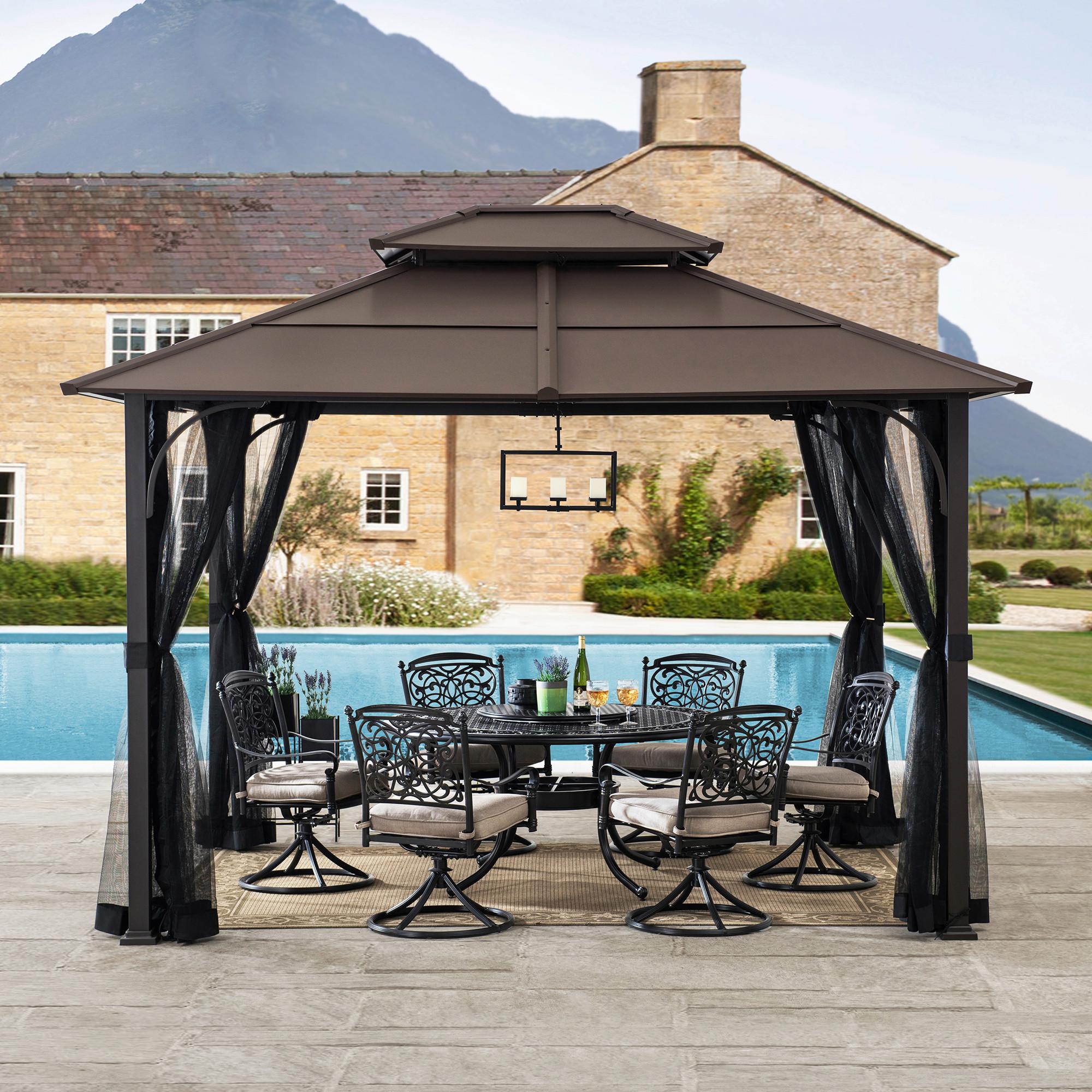 Pavillon Schwarz/Braun ca.366x293x307cm - Dunkelbraun/Schwarz, Basics, Metall (366/293/307cm)