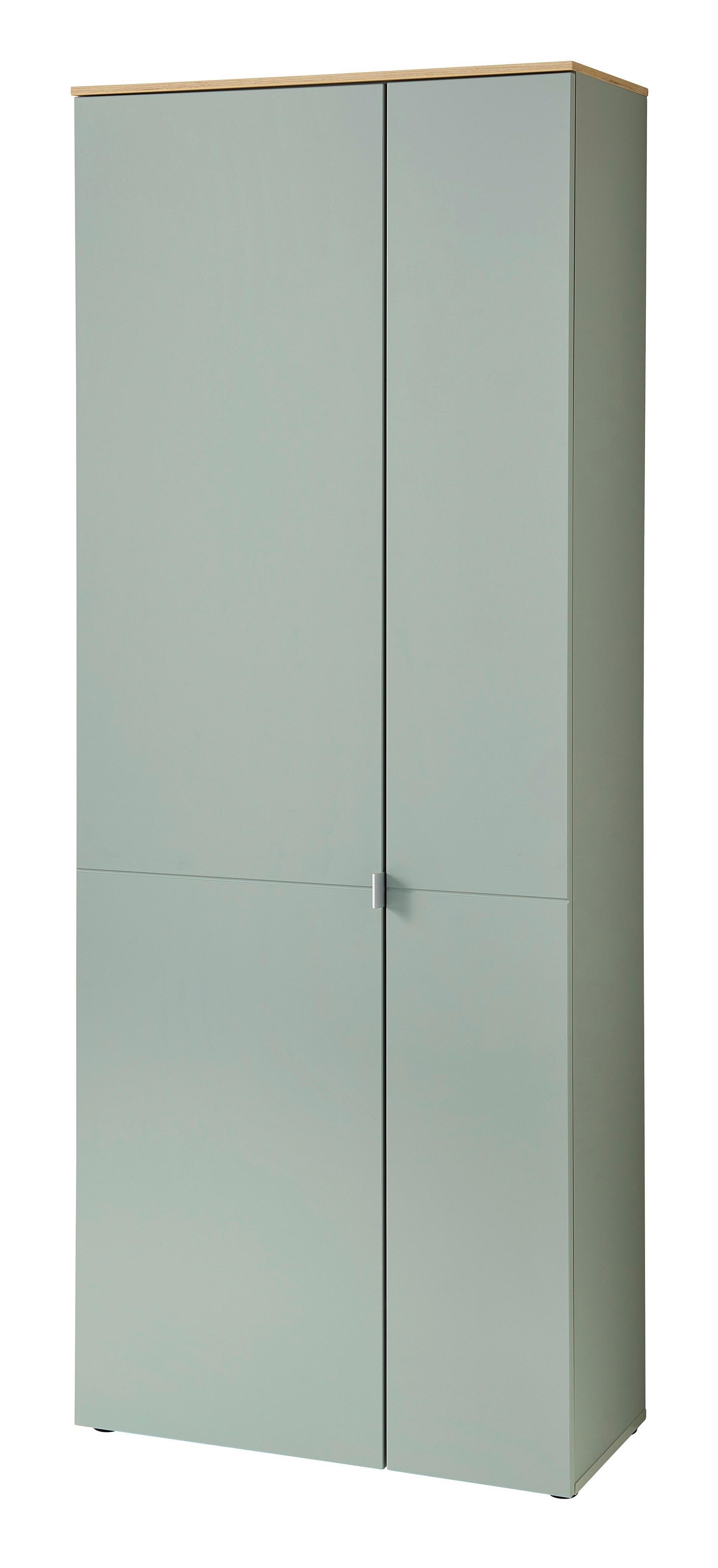 Schuhschrank Bari Eiche Artisan/Schilfgrün - Schilfgrün/Silberfarben, Modern, Holzwerkstoff/Metall (78/202/38cm)