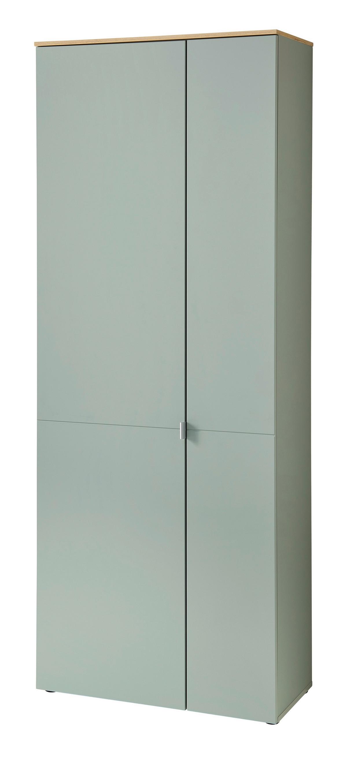 Schuhschrank Bari Eiche Artisan/Schilfgrün - Schilfgrün/Silberfarben, Modern, Holzwerkstoff/Metall (78/202/38cm)