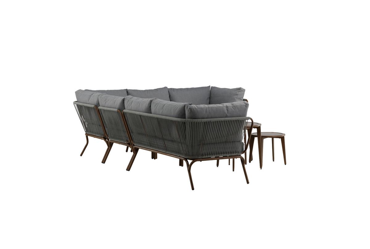 Dining-Loungeset Roxo ca. 283x221 cm Grau - Braun/Grau, KONVENTIONELL, Textil/Metall - Gardenson
