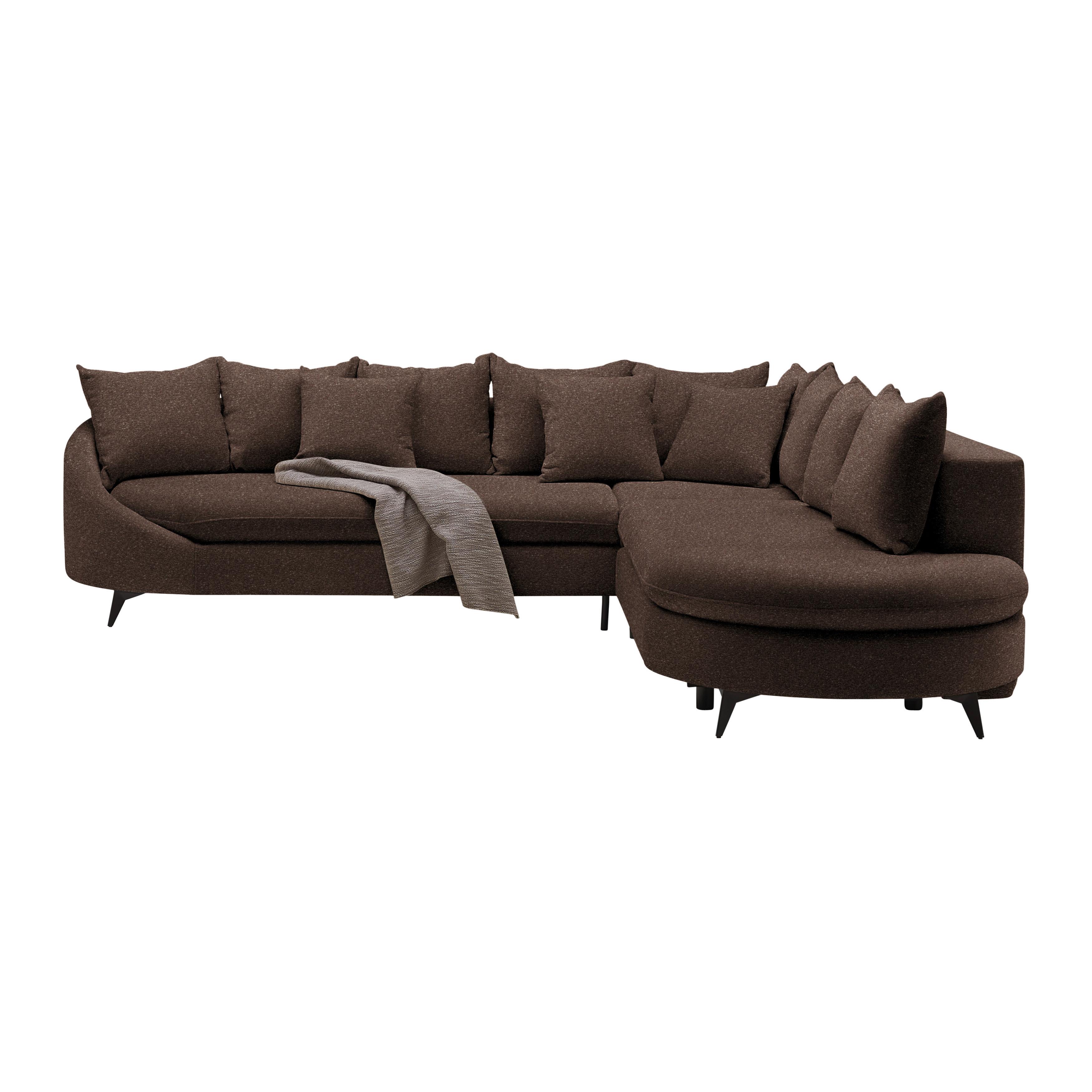 Ecksofa Axel Braun - Schwarz/Braun, MODERN, Textil/Metall (291/87/250cm) - Mömax
