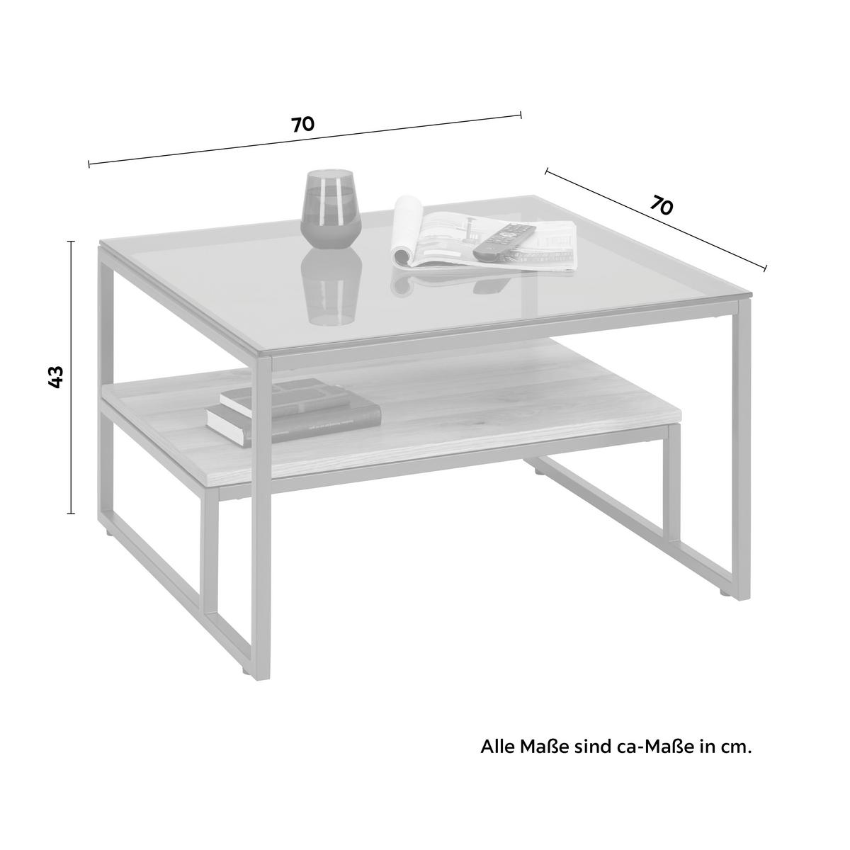 Couchtisch Stockholm in Schwarz/Wildeiche - Wildeiche/Schwarz, MODERN, Glas/Holzwerkstoff (70/70/43cm) - Premium Living