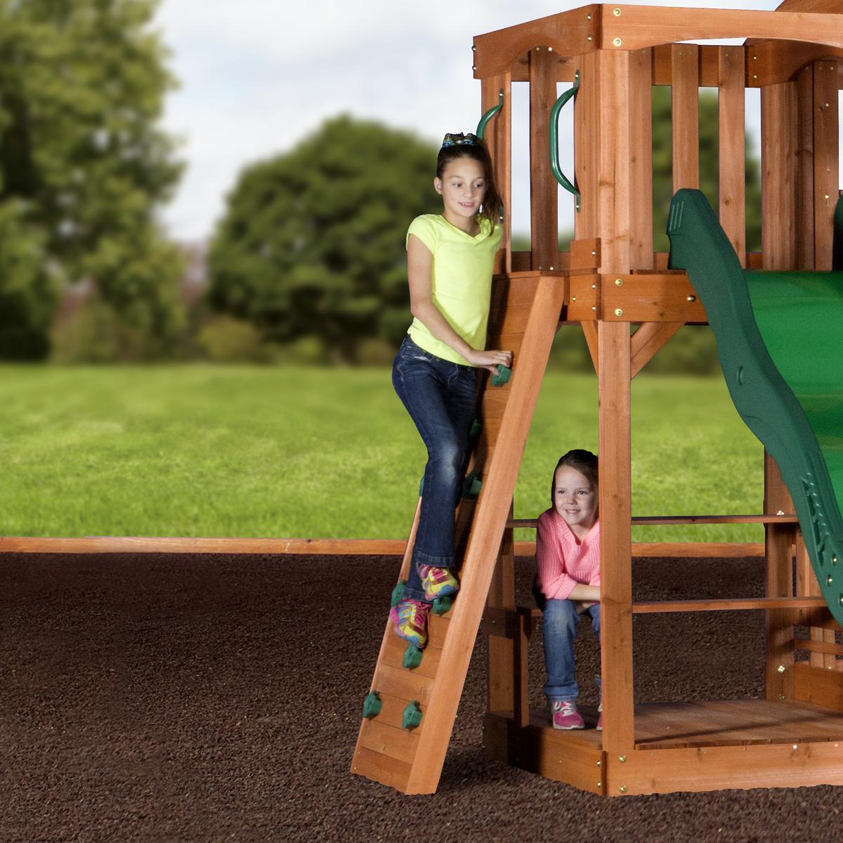 Spielturm B1808058 aus Zeder Massiv - Braun/Grün, KONVENTIONELL, Holz (537,2/290/409cm) - Ambia Garden