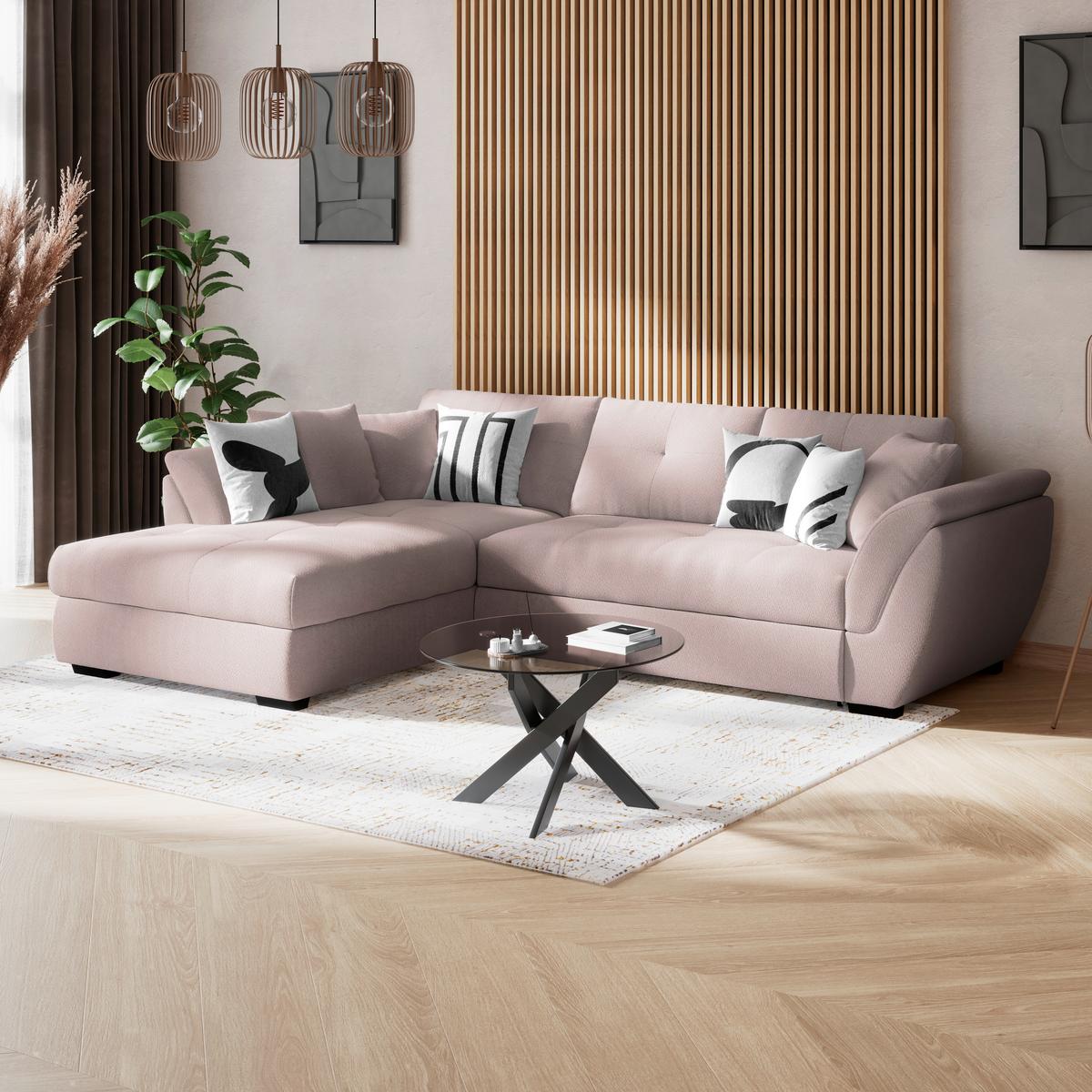 Kutna Garnitura Berisso - crna/sivo-bež, Konvencionalno, tekstil/plastika (187/278cm) - Ondega