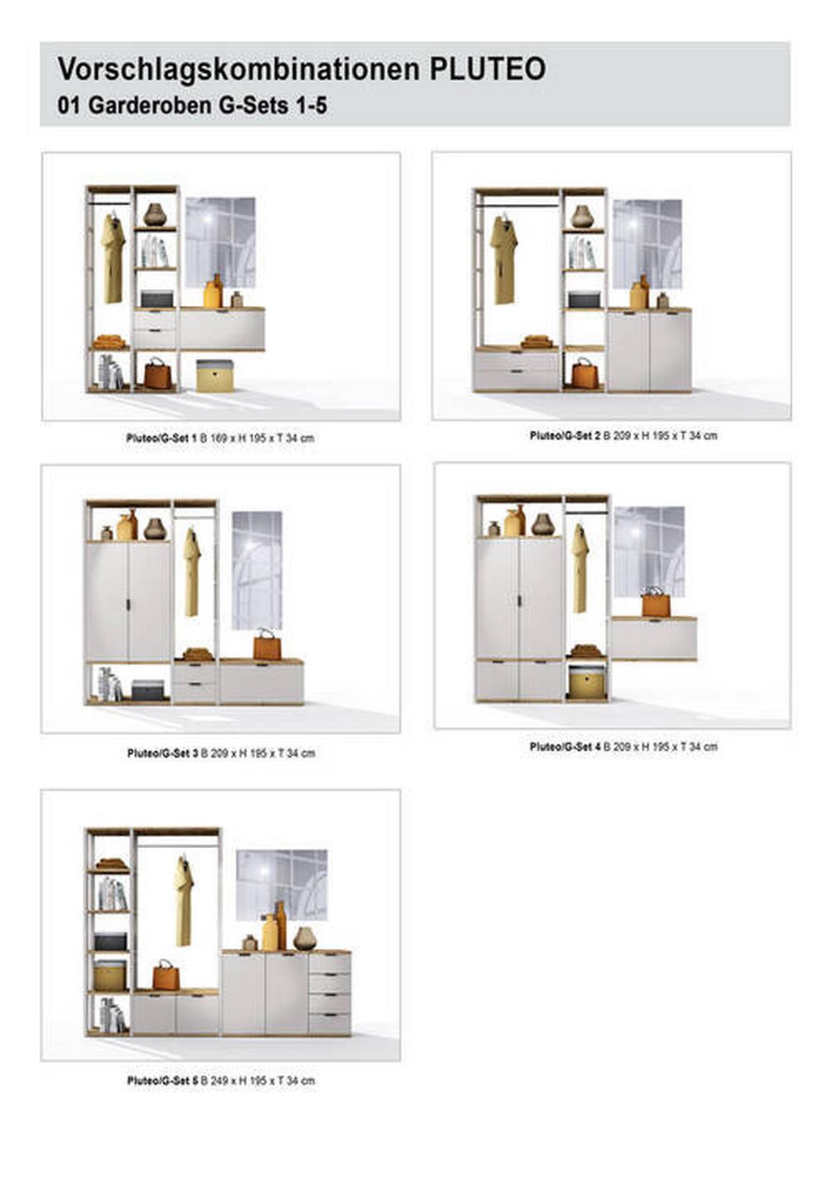 Ansamblu de hol PLUTEO/G-SET 3 - stejar Artisan/gri, Modern, material pe bază de lemn (209/195/34cm) - Premium Living