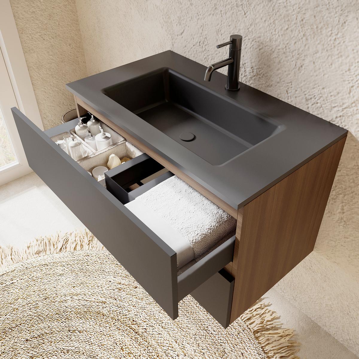 Element Ispod Umivaonika Easy - boje oraha/crna, Moderno, drvni materijal (100/51/46cm)