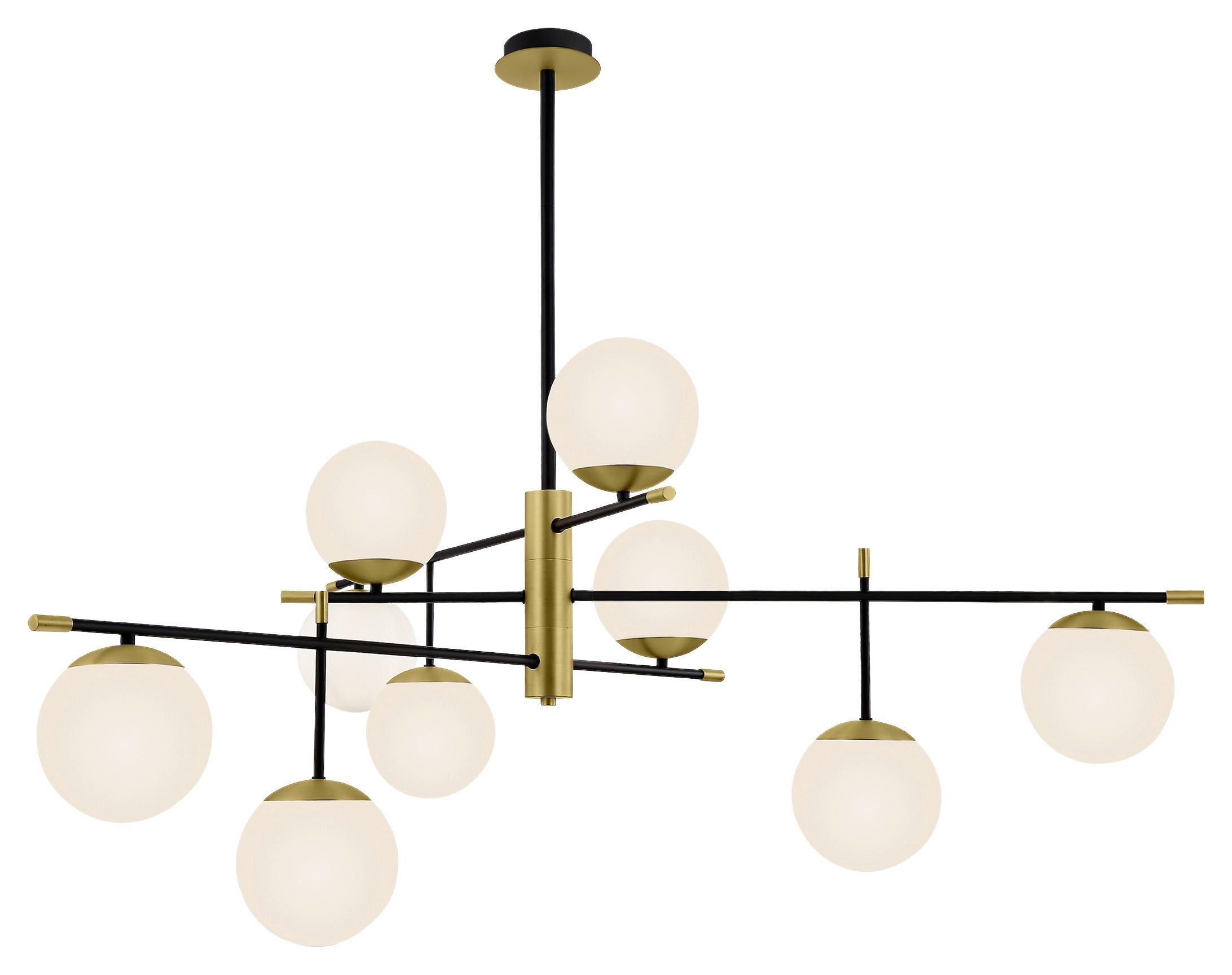 Pendelleuchte Nostalgia Mattgoldfarben max. 40 Watt - Goldfarben/Schwarz, Trend, Glas/Metall (131,5/58,6cm) - MAYTONI