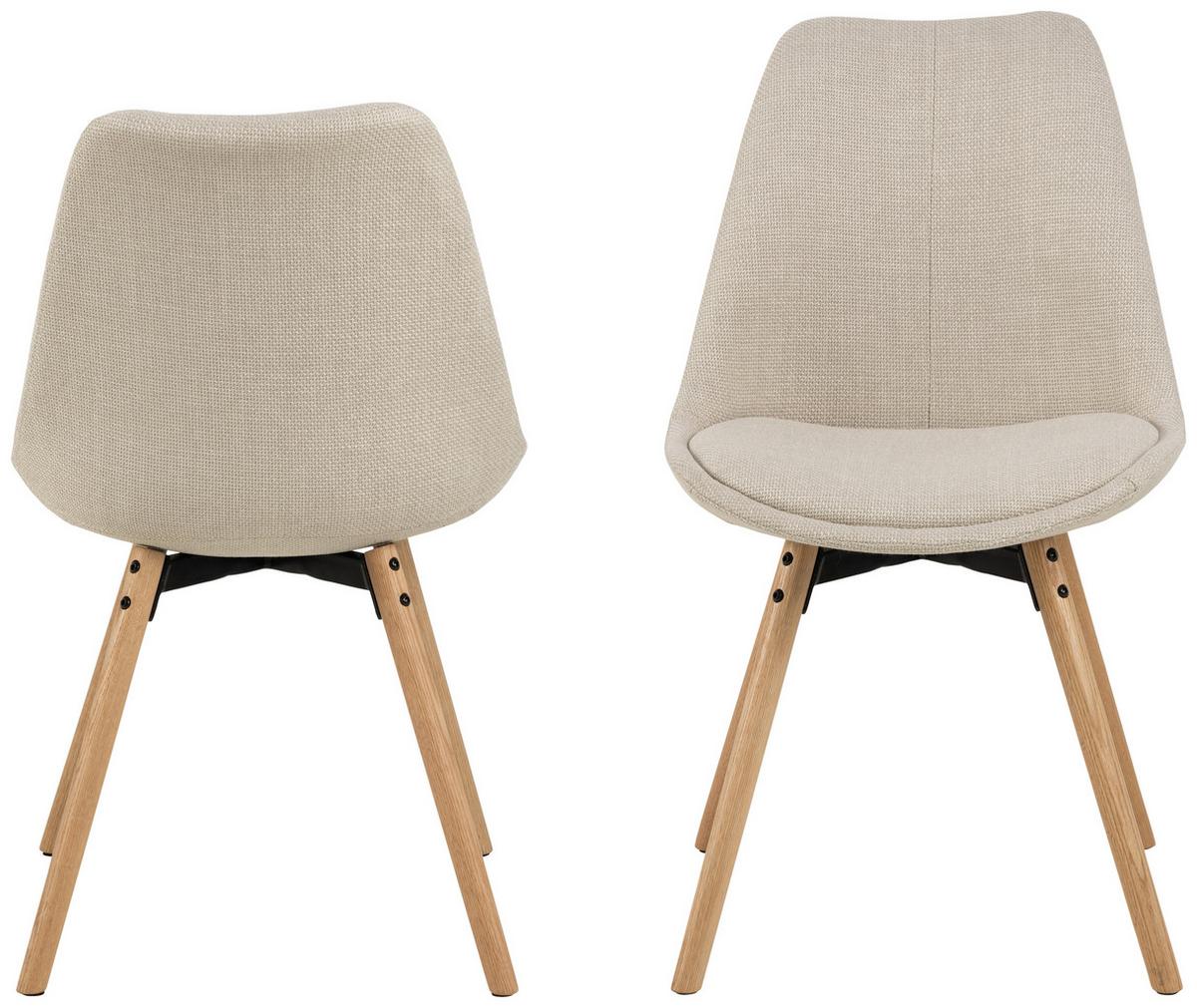 KRZESŁO ERICA - beżowy/kolor dębowy, Konventionell, tkanina/drewno (49/84/55cm) - MID.YOU