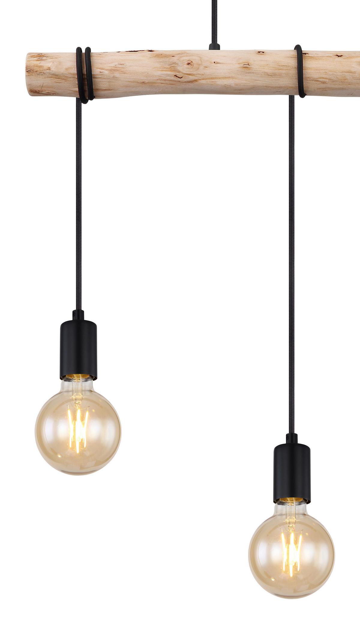 Hängeleuchte Gregor max. 60 Watt - Schwarz/Naturfarben, Natur, Holz/Metall (60/5/120cm) - Globo