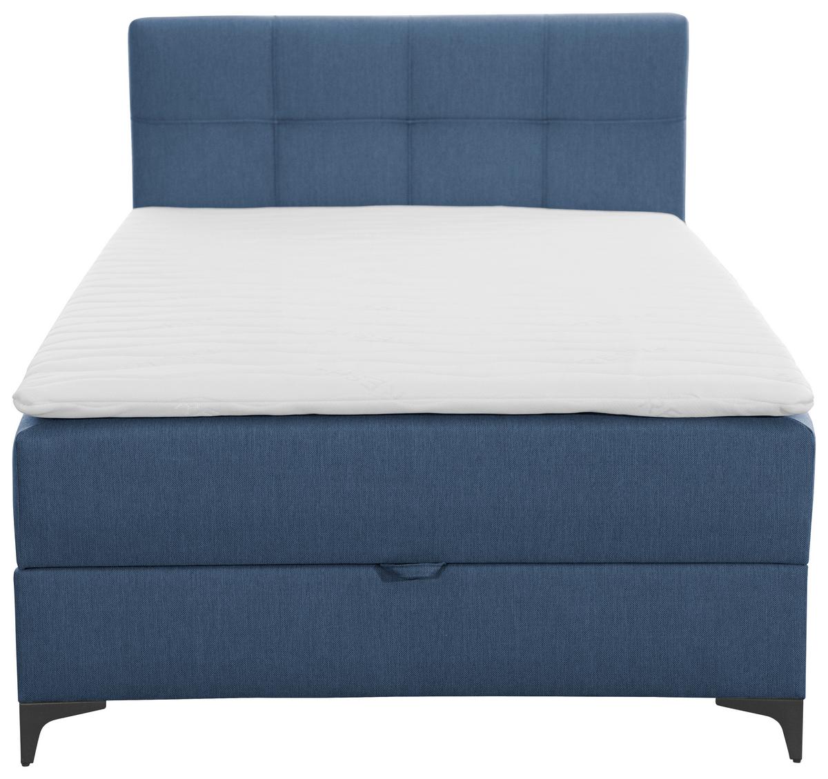 Oblazinjena Postelja Freddie, Modra, 100x200 - modra/črna, Konvencionalno, kovina/tekstil (100/200cm) - Mömax