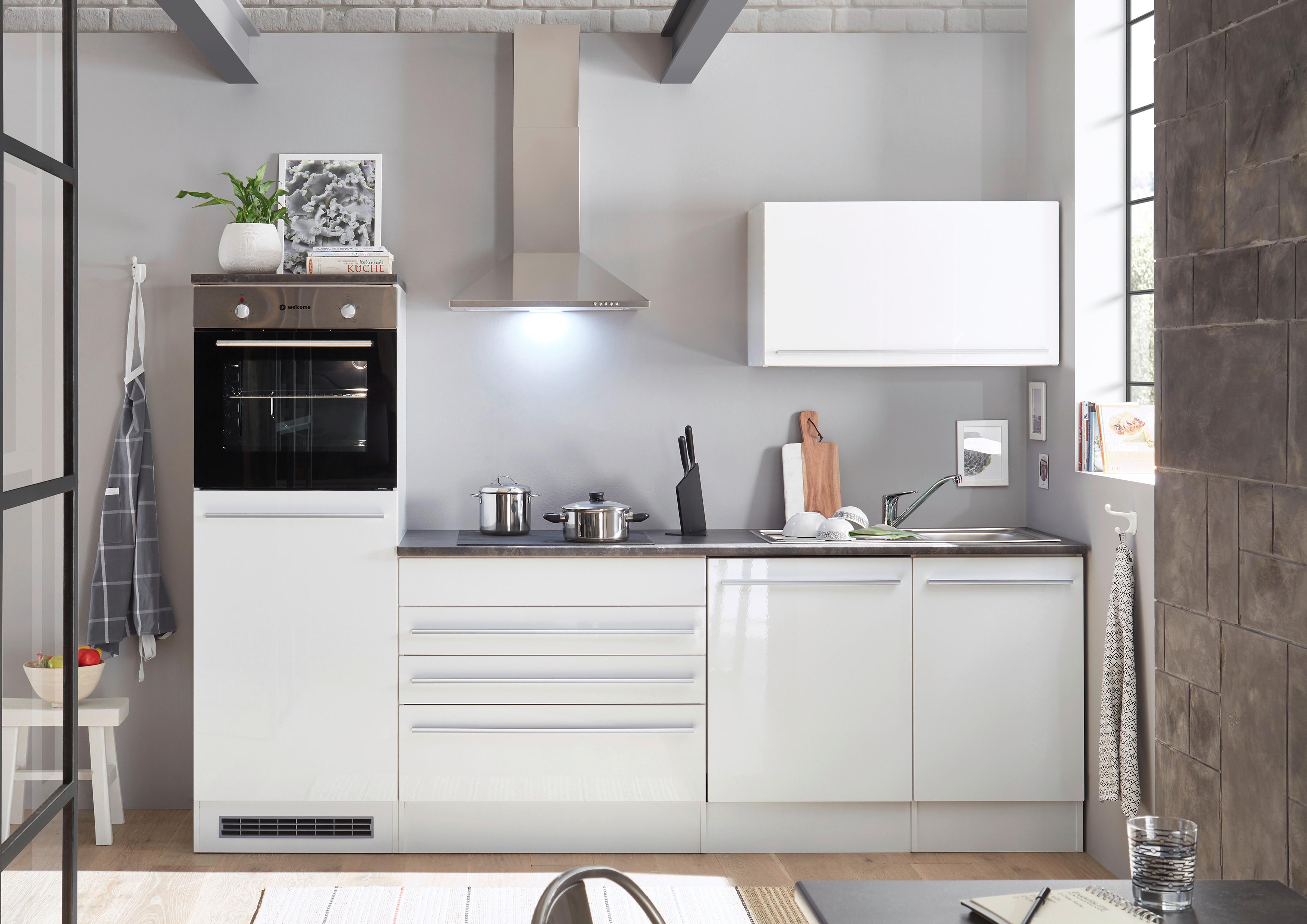 Bucătărie fără electrocasnice JAZZ - alb/gri închis, Modern, material pe bază de lemn (260/200/60cm) - Modern Living