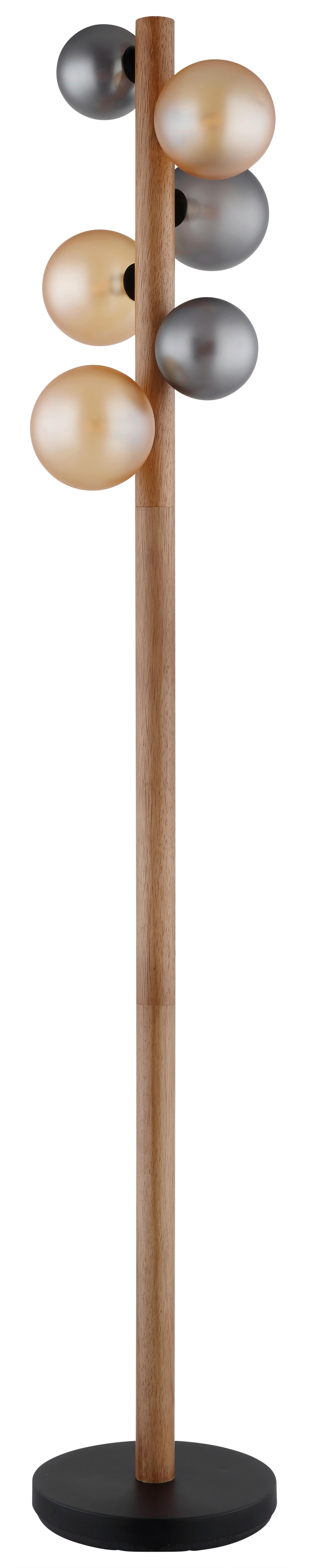 Podna Svjetiljka Riha - narančasta/tamno smeđa, Basics, staklo/drvo (29/150cm) - Globo