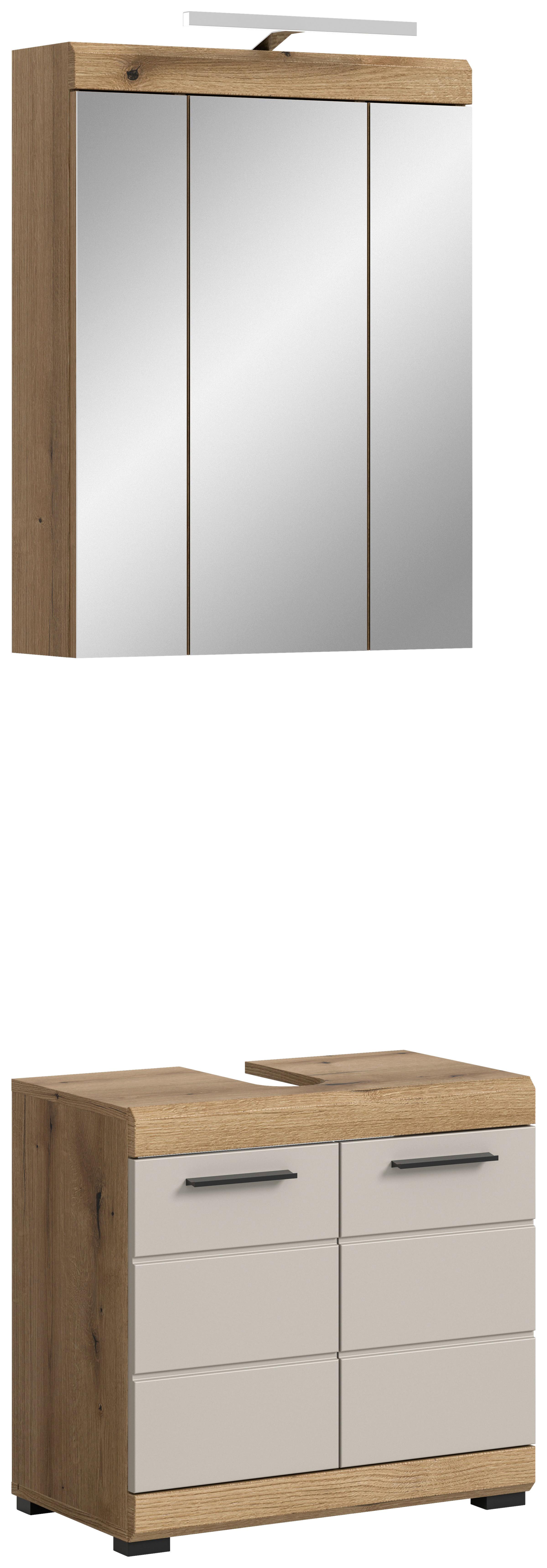 Badezimmer Scout 2-tlg. mit LED ca. 60 cm Kaschmir - Schwarz, MODERN, Glas/Holzwerkstoff (60cm) - MID.YOU