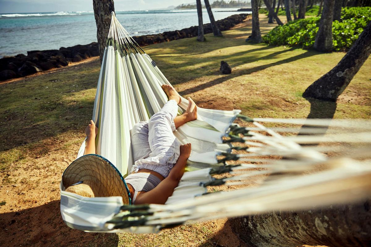 Hängematte Classic Double Hammock Outdoor Weiß/Grün - Weiß/Hellgrün, KONVENTIONELL, Textil (160/350cm) - La Siesta