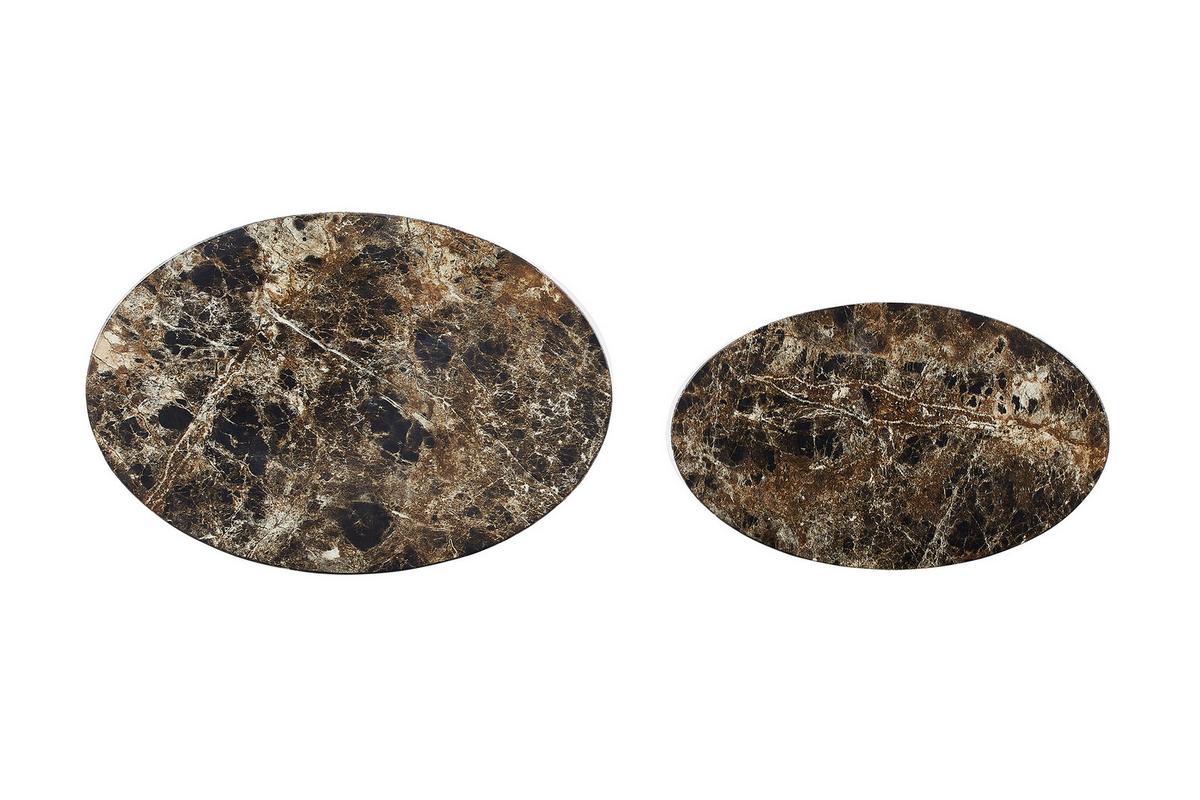 Set Klubskih Mizic Marble, Rjava, 2-Delni - rjava, Design, leseni material (48-40/33-24,5/40-33cm) - Livetastic