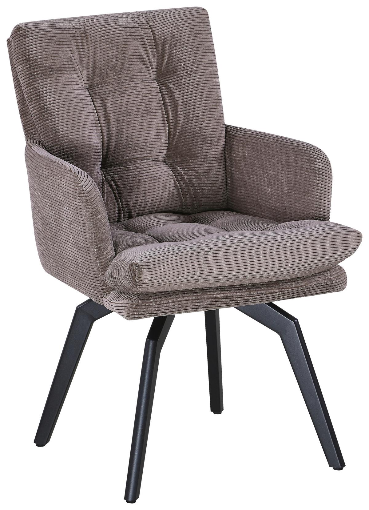 Armlehnstuhl Hanna in Braun - Schwarz/Braun, Modern, Textil/Metall (60/88/64cm) - Mömax