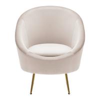 Relaxsessel Lou Hellgrau Samt - Goldfarben/Hellgrau, MODERN, Textil/Metall (80/92/75cm) - Bessagi Home