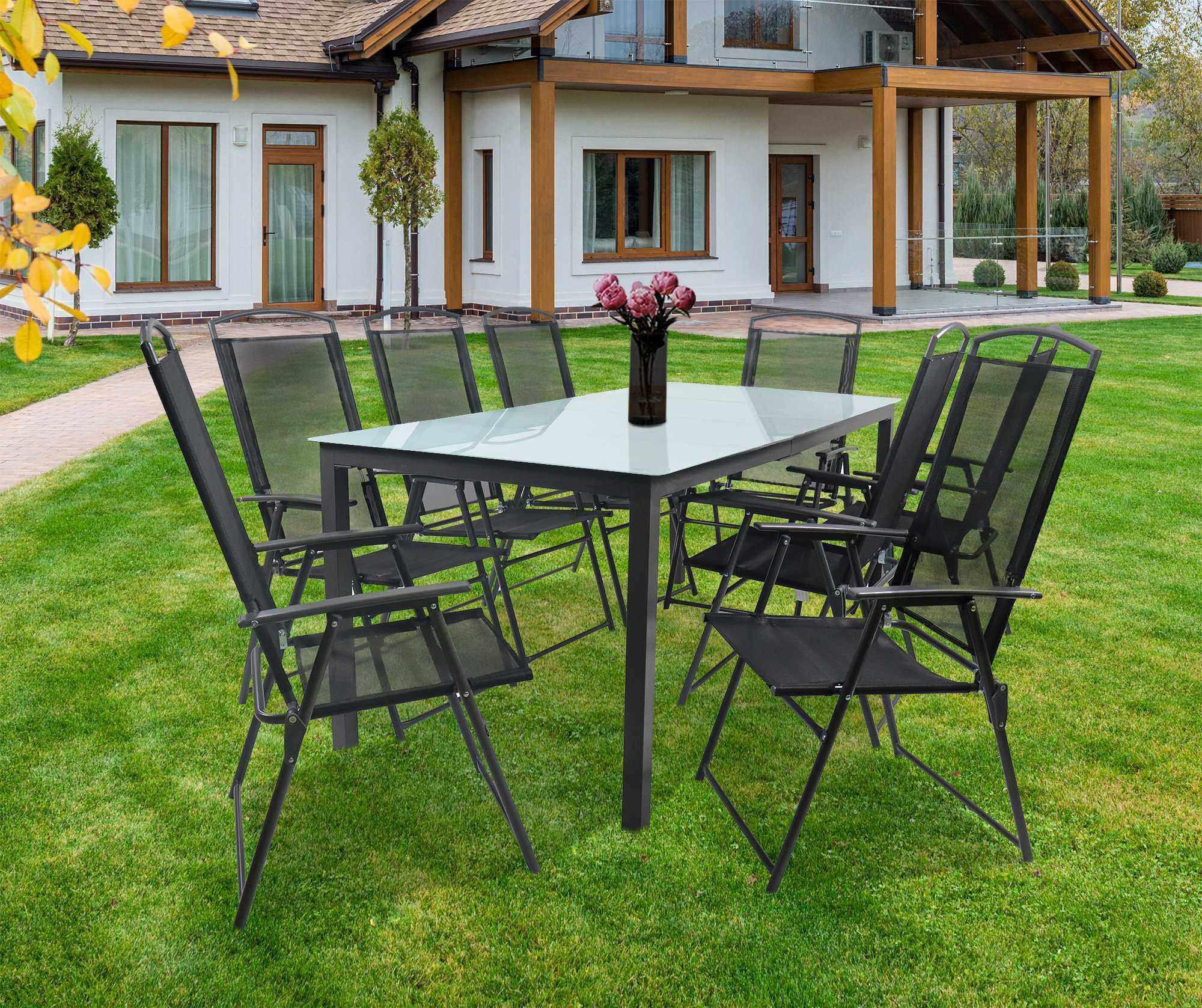 Vrtna Garnitura Gardenson, Antracit, 9-Delno - antracit, Basics, kovina/steklo - Gardenson