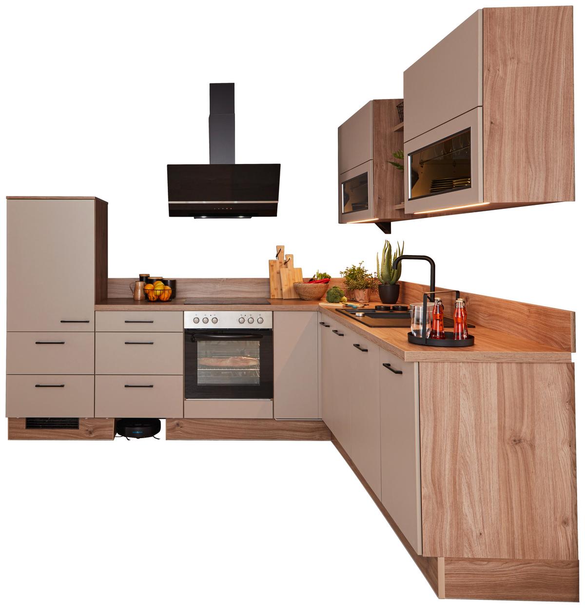 Einbauküche IP1200 Cappucinofarben - Eichefarben/Cappuccino, MODERN, Holzwerkstoff/Metall (270/250cm) - Impuls