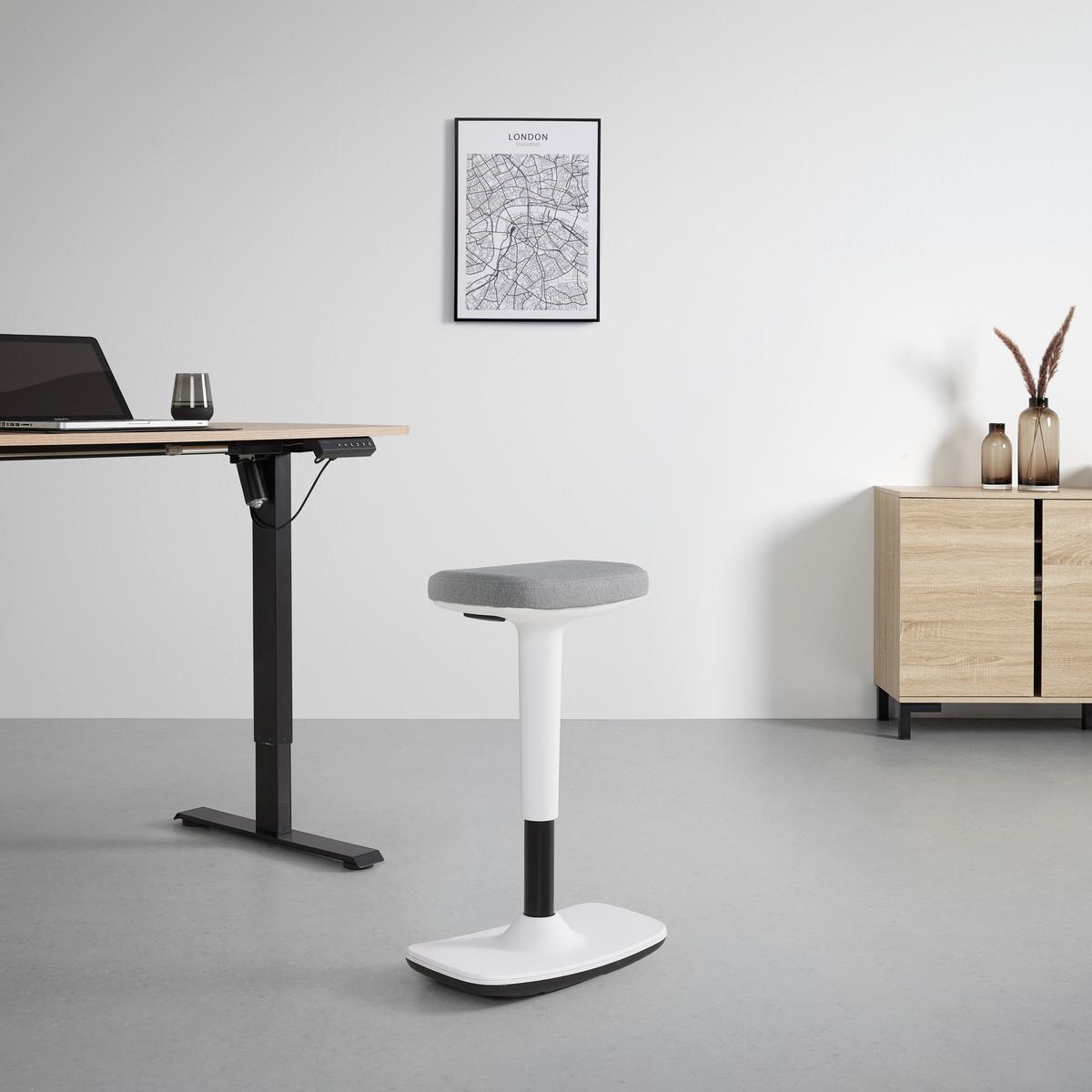 Bürohocker Leon Grau - Hellgrau/Schwarz, KONVENTIONELL, Kunststoff/Textil (44/53-78/24cm) - Mömax