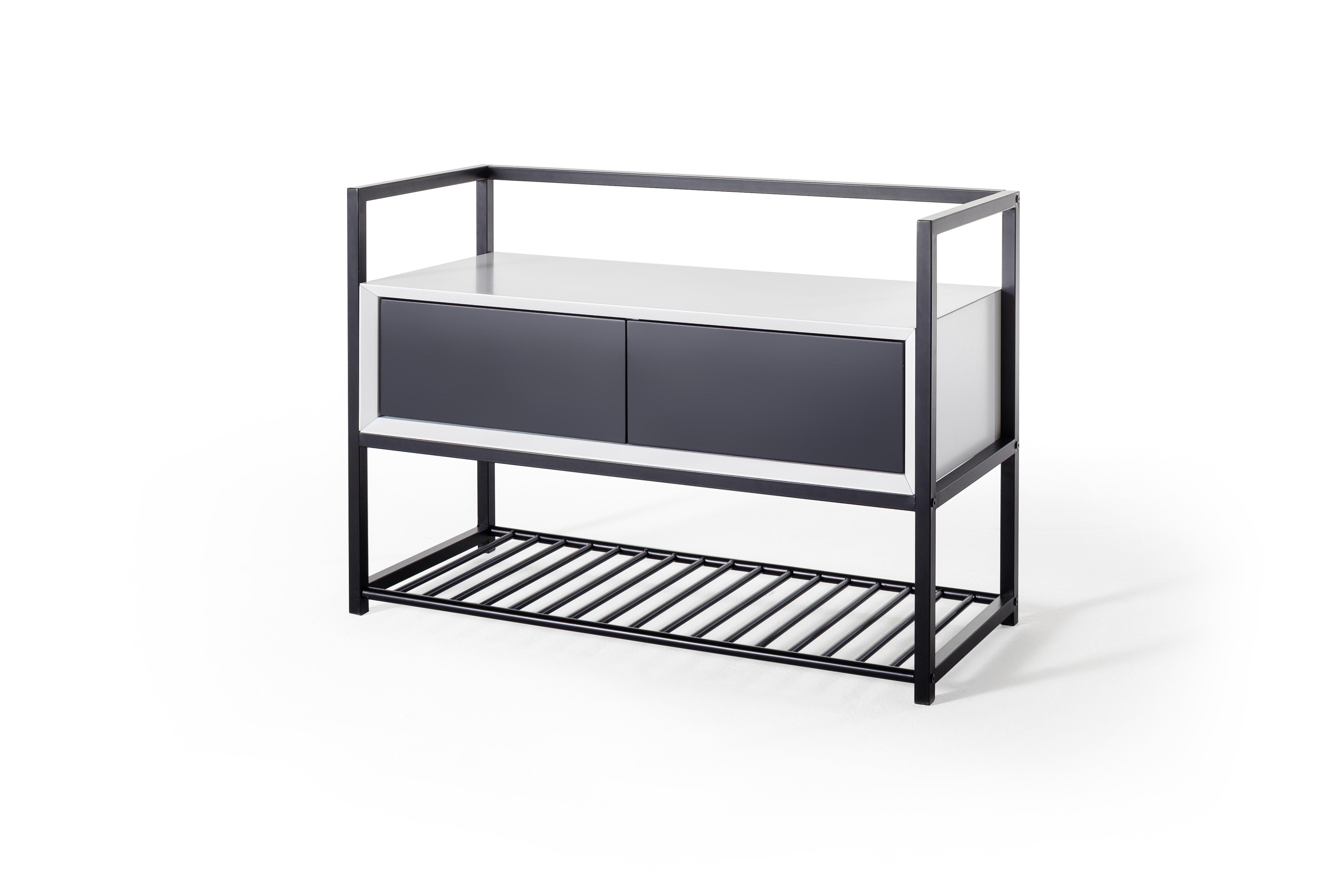 Garderobenbank in Schwarz/Weiß - Schwarz/Weiß, MODERN, Holzwerkstoff/Metall (84/58cm) - Modern Living