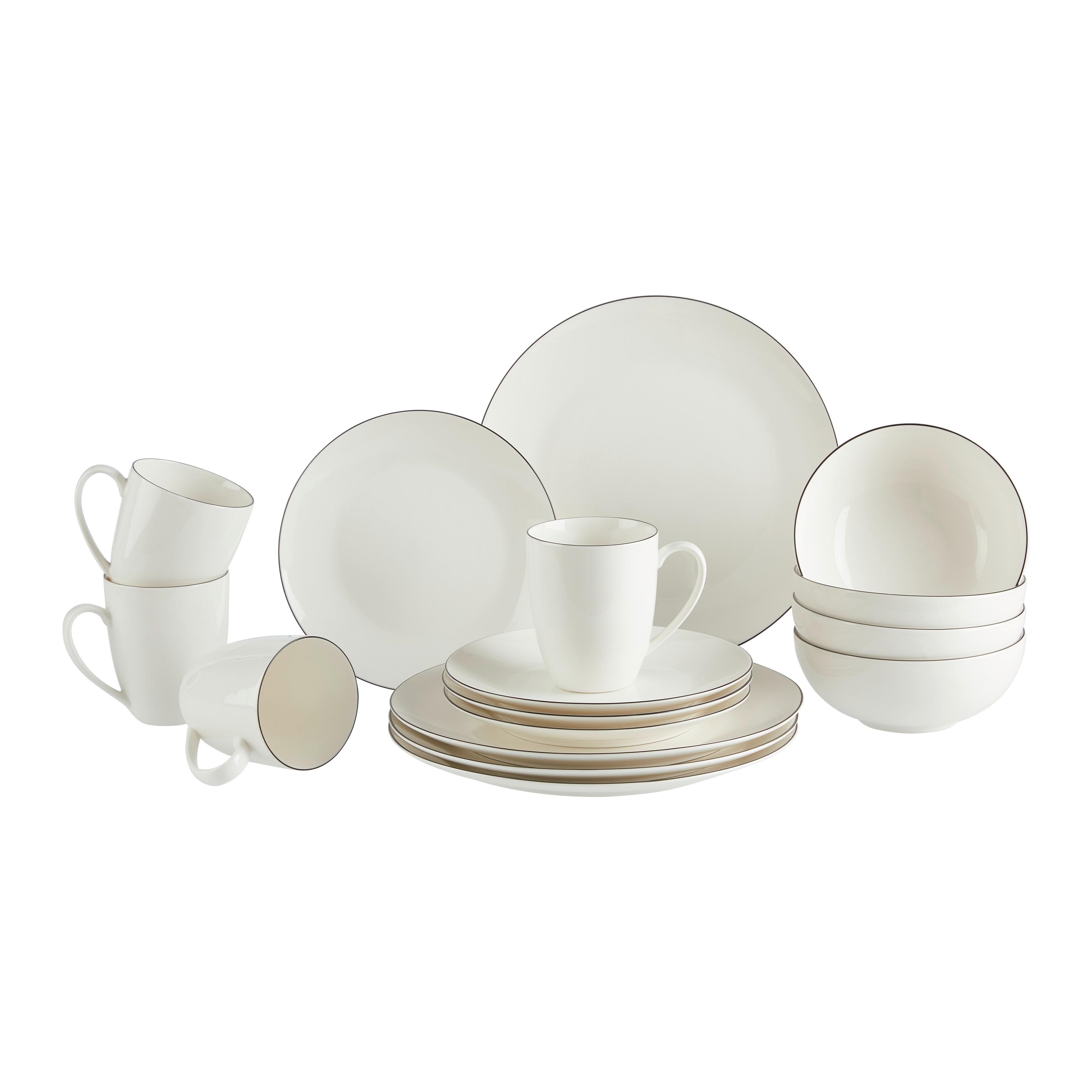 Serviciu de masă 16/1 Hanno - alb/negru, Modern, ceramică - Mömax