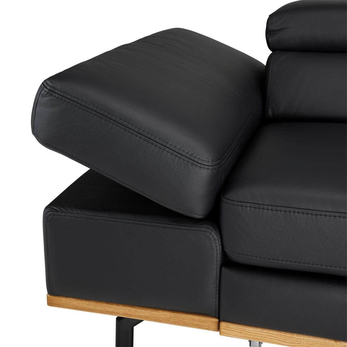 Wohnlandschaft Carmen rechts Schwarz - Anthrazit/Beige, MODERN, Leder/Holz (292/72/226cm) - Premium Living