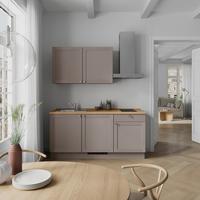 Küchenleerblock Frame Low o. Geräte Beigebraun - Edelstahlfarben/Eichefarben, MODERN, Holzwerkstoff/Metall (180cm) - Nobilia
