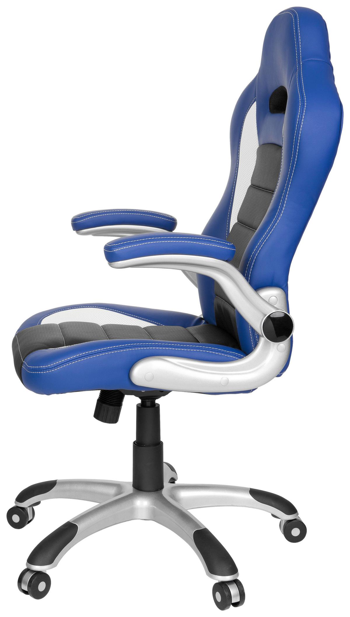 Gaming Stol Game Sport, Črna, Modra, Bela - modra/črna, Moderno, umetna masa/tekstil (64/118/57cm) - MID.YOU