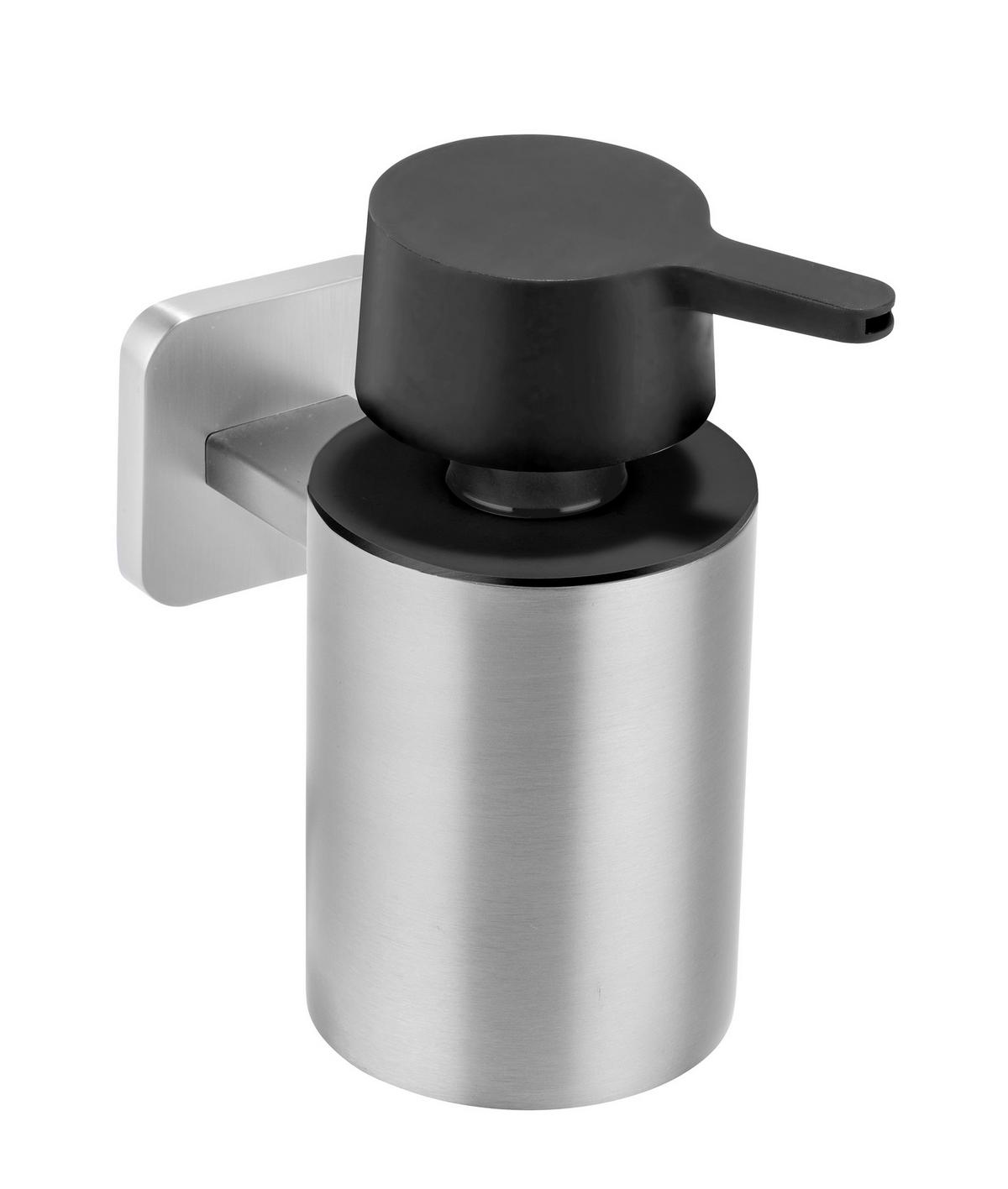 Dozator săpun Porto - culoare inox/negru, Modern, plastic/metal (9,5/11,5/14,5cm) - Wenko