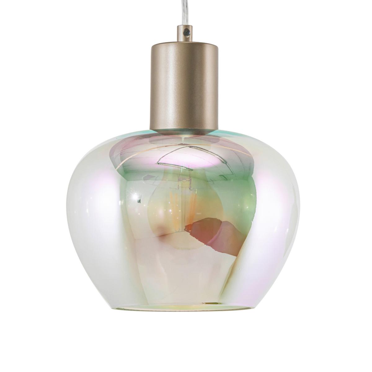 Hängeleuchte Reni Champagnerfarben max.120 Watt - Champagner/Transparent, MODERN, Glas/Kunststoff (86/18/120cm)