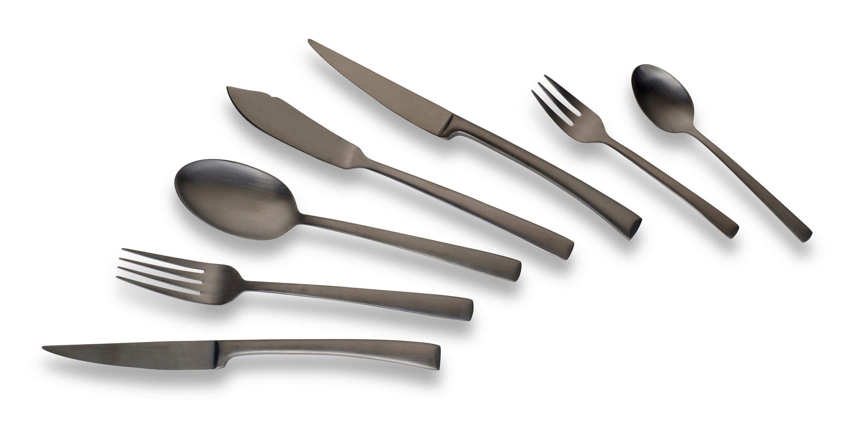 Besteckset Avelino in Schwarz, 42-teilig - Schwarz, Design, Metall - Echtwerk