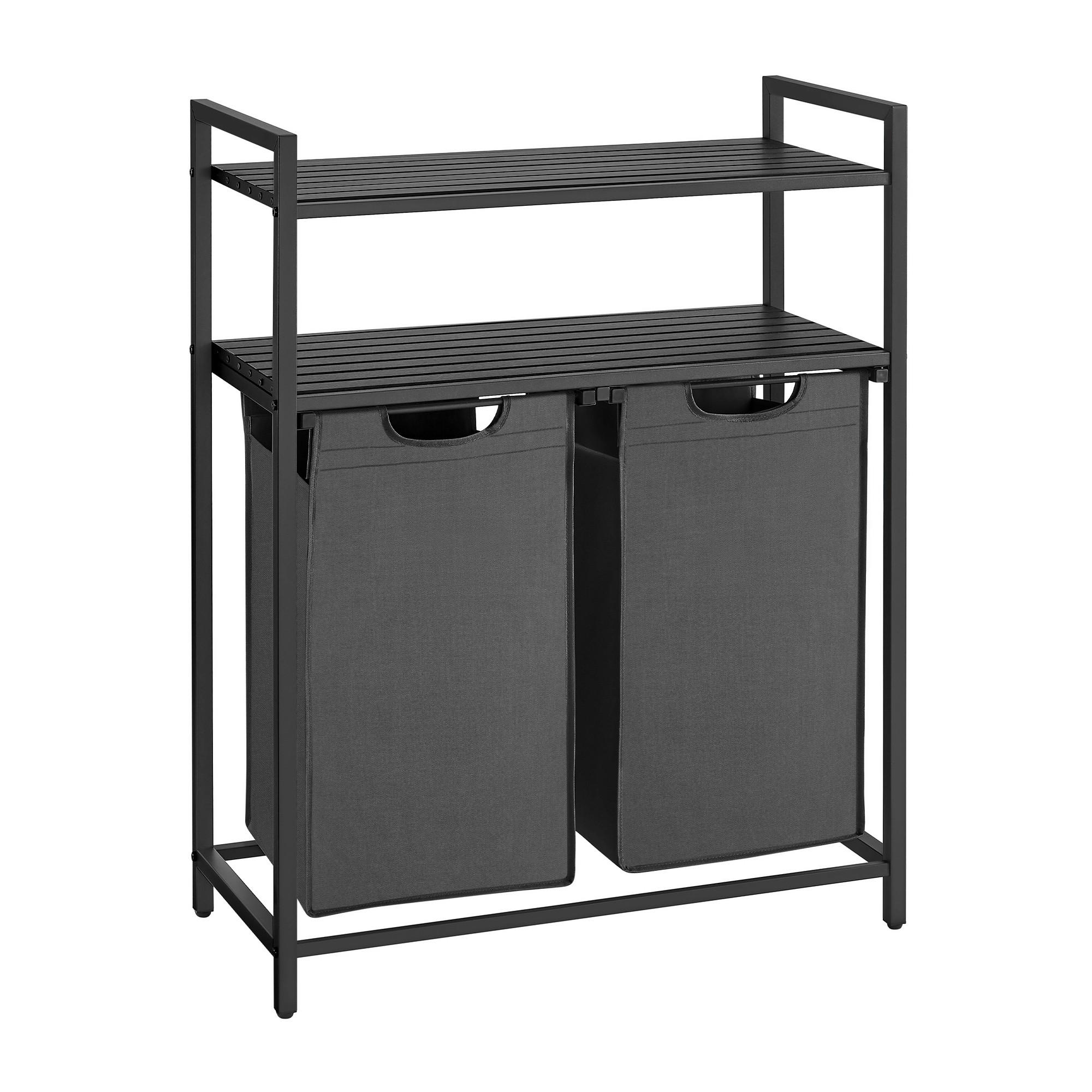 WÄSCHEKORB BLH211G01 - Schwarz, Trend, Holzwerkstoff/Textil (73/92/33cm) - MID.YOU