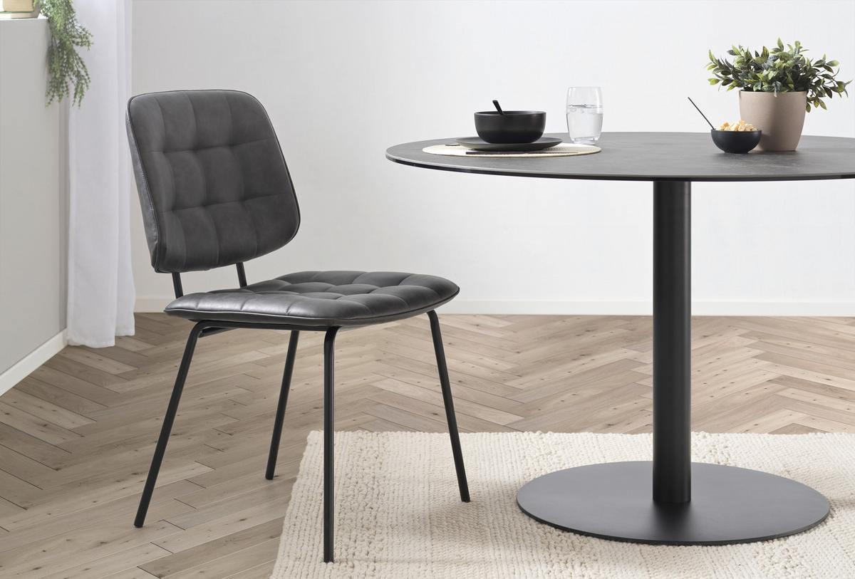 KRZESŁO MARINA PU - czarny, Modern, metal/drewno (49/88/57cm) - Livetastic