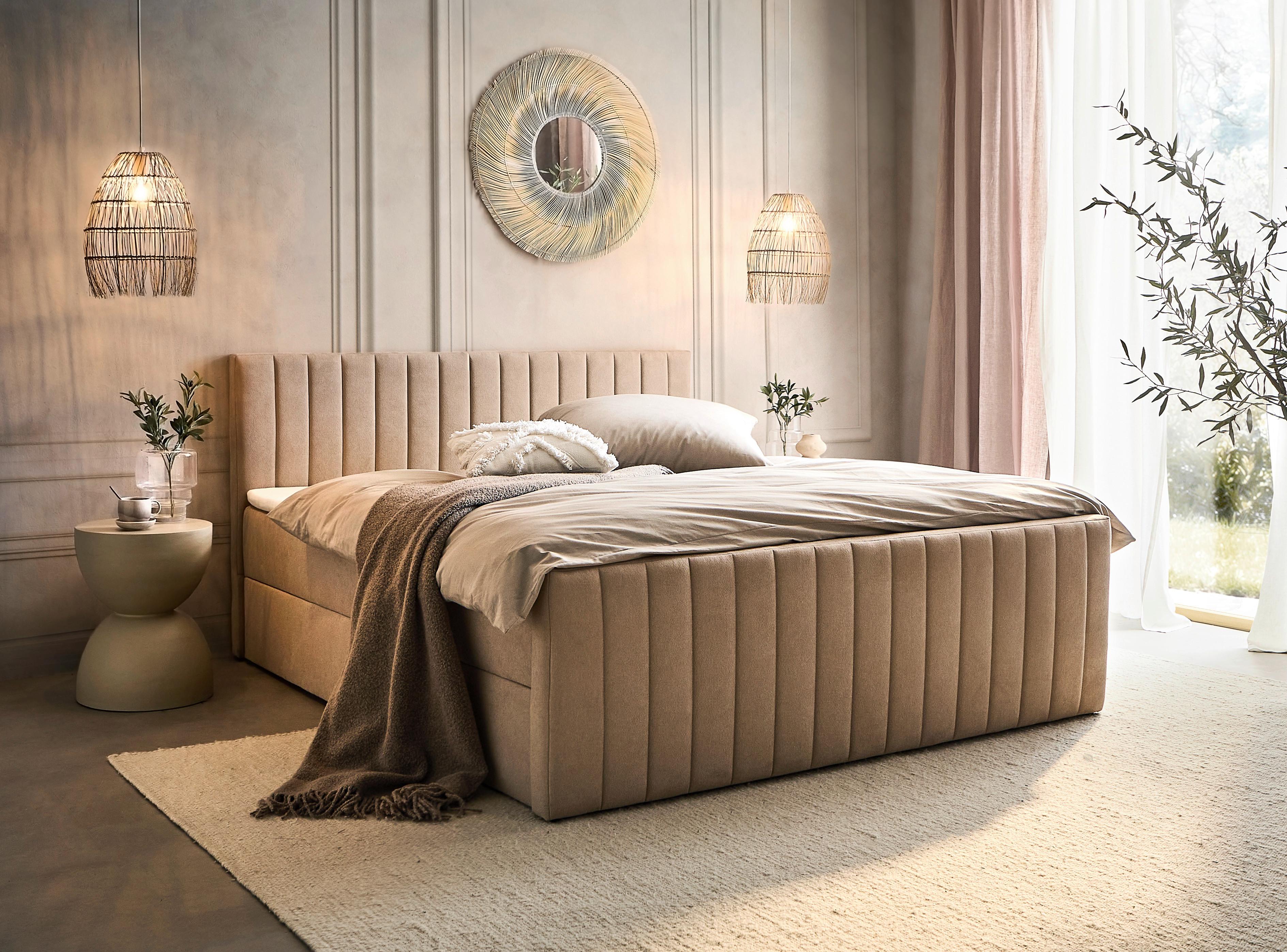 Box Ágy Sontje - bézs, Konventionell, textil (160/200cm) - Boxxx