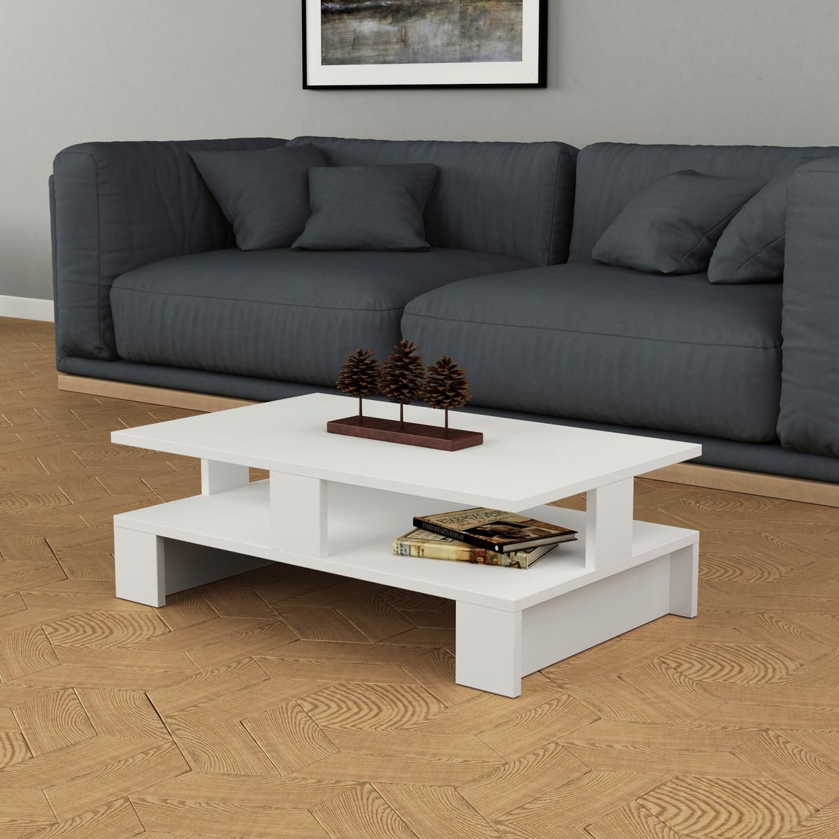 Couchtisch Mansu ca. 80x50x28 cm Weiß - Weiß, Design, Holzwerkstoff (80/50/28cm) - Livetastic