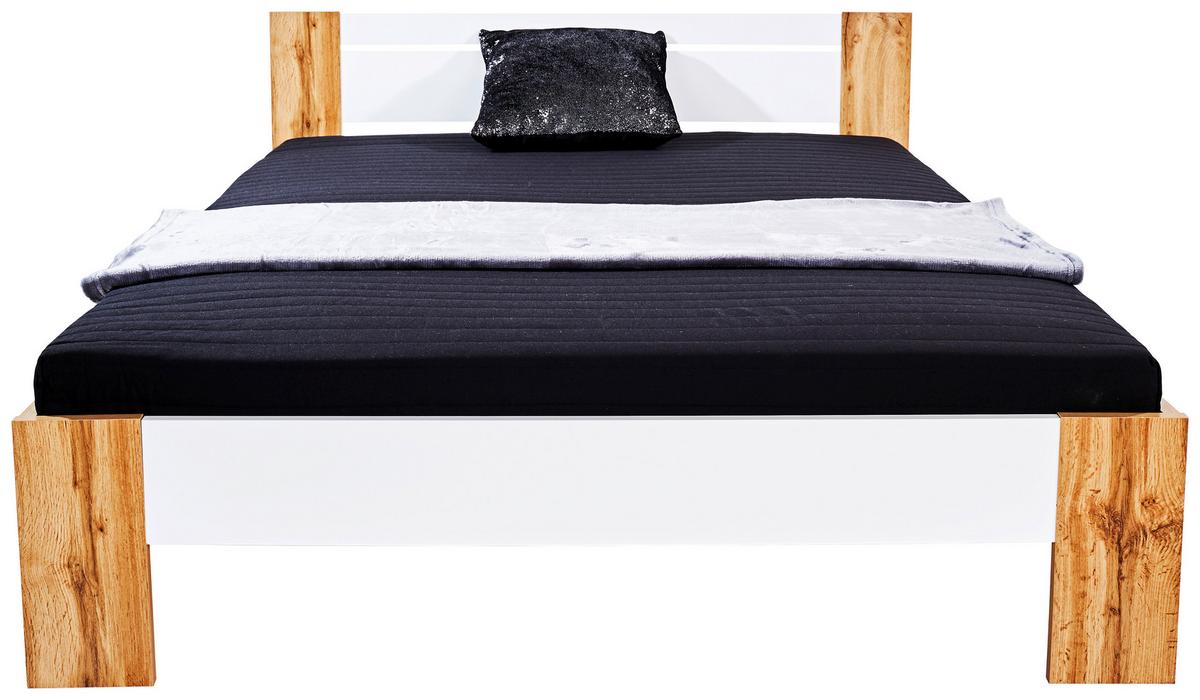Futonska Postelja Vega -Based-, Divji Hrast, 140x200 - barve hrasta/bela, Konvencionalno, tekstil/leseni material (140/200cm) - Based