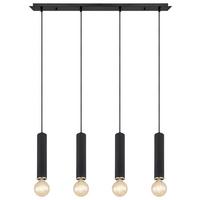 Hängeleuchte Marion in Schwarz max. 60 Watt - Schwarz/Nickelfarben, Basics, Holz/Textil (93/10/120cm) - Globo