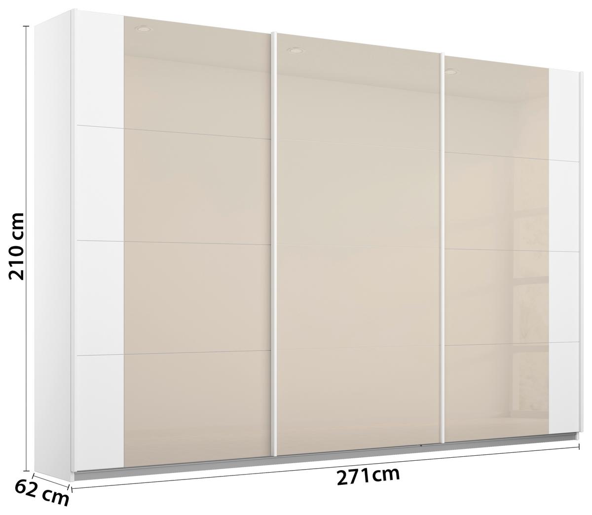 Ormar S Kliznim Vratima Artemis - bijela/boje šampanjca, Moderno, staklo/drvni materijal (271/210/62cm) - Modern Living