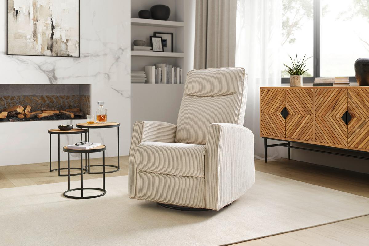 Relax Fotel Melinda - bézs, Modern, textil/fa (76/103/93cm) - Mömax