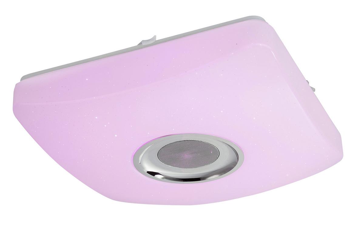 LED-DECKENLEUCHTE AYLEEN L: 36,5 CM WEISS - Chromfarben/Weiss, Basics, Kunststoff/Metall (36,5/36,5/9cm) - Globo