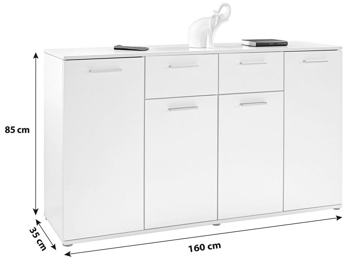 Komoda Christian New 3 - bijela/boje aluminija, Moderno, drvni materijal/plastika (160/85/35cm) - Modern Living