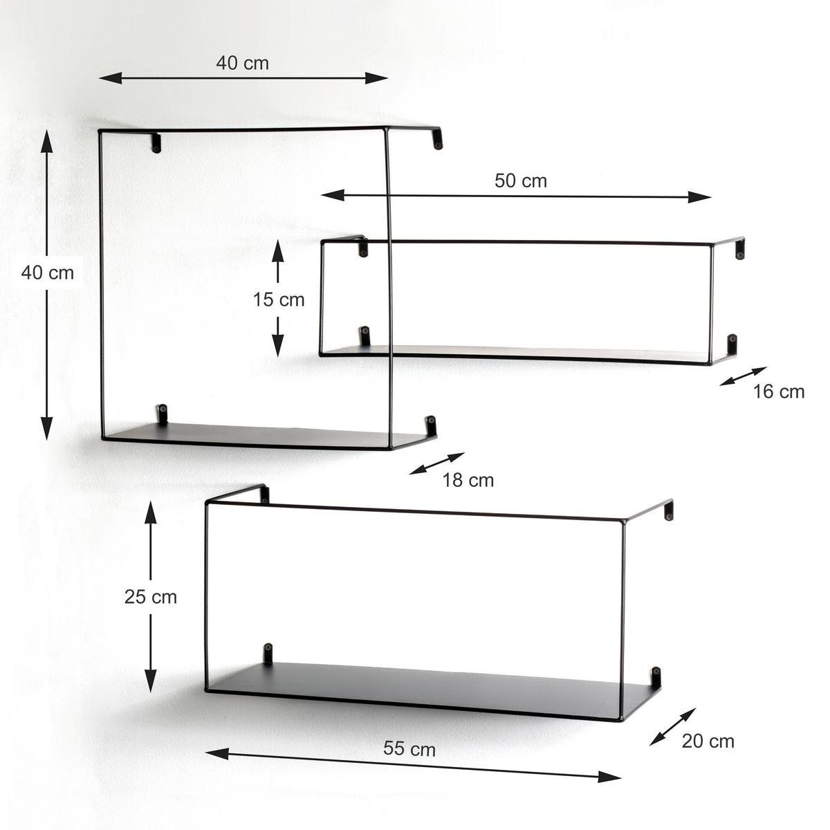 ZESTAW REGAŁÓW ŚCIENNYCH KIRKLEES 10 -LOMOCO- - czarny, Modern, metal (55/50/40/25/15/40/40/40/18cm) - Lomoco