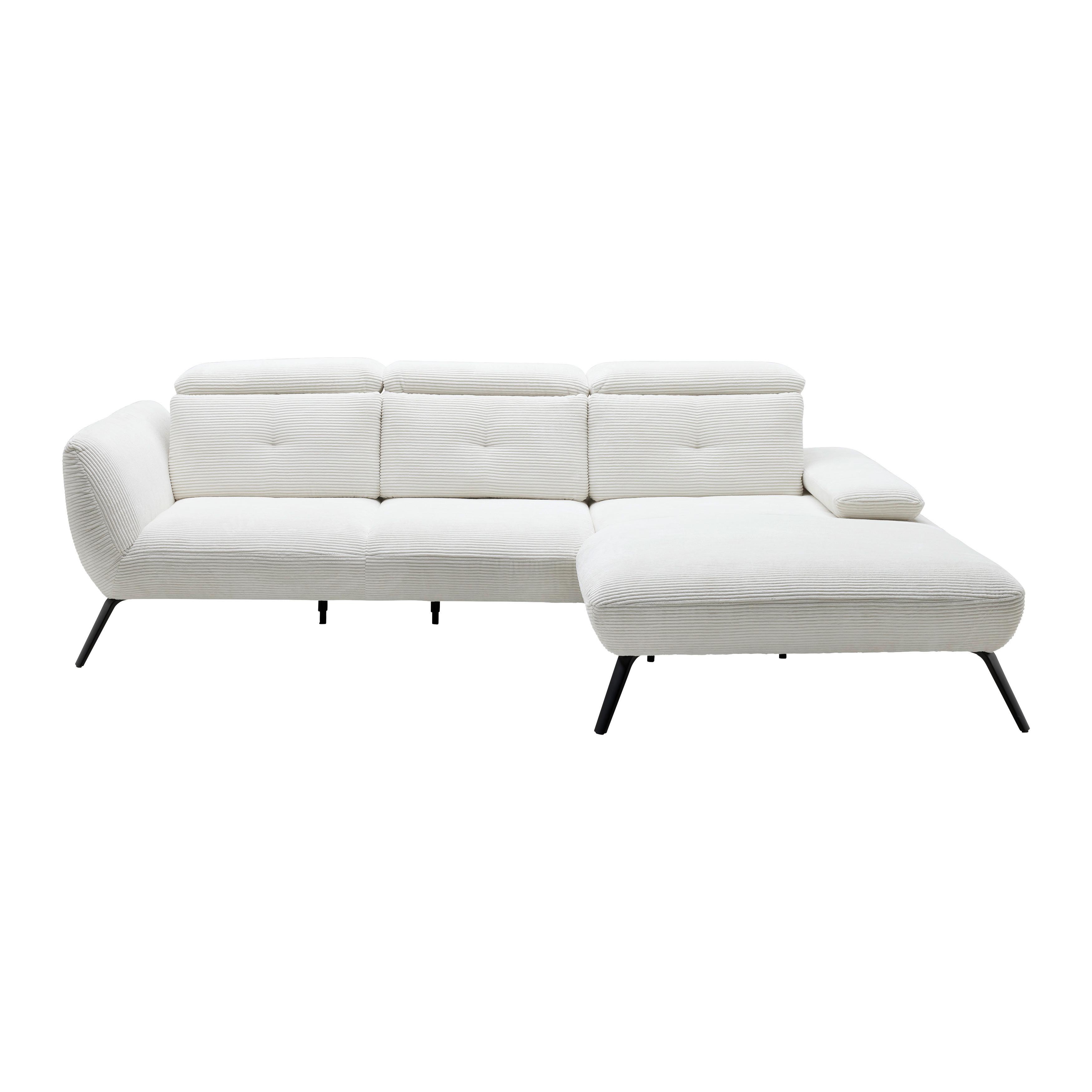 Wohnlandschaft Seattle in Weiß - Schwarz/Weiß, MODERN, Holzwerkstoff/Textil (301/196cm) - Premium Living
