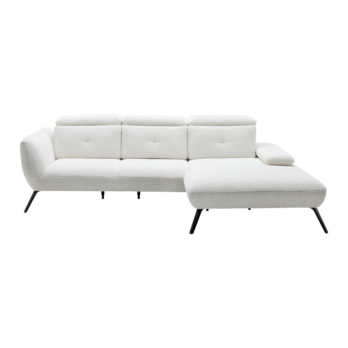 salon panoramique in Weiss - Weiss/Schwarz, Modern, Holzwerkstoff/Textil (301/196cm) - Premium Living
