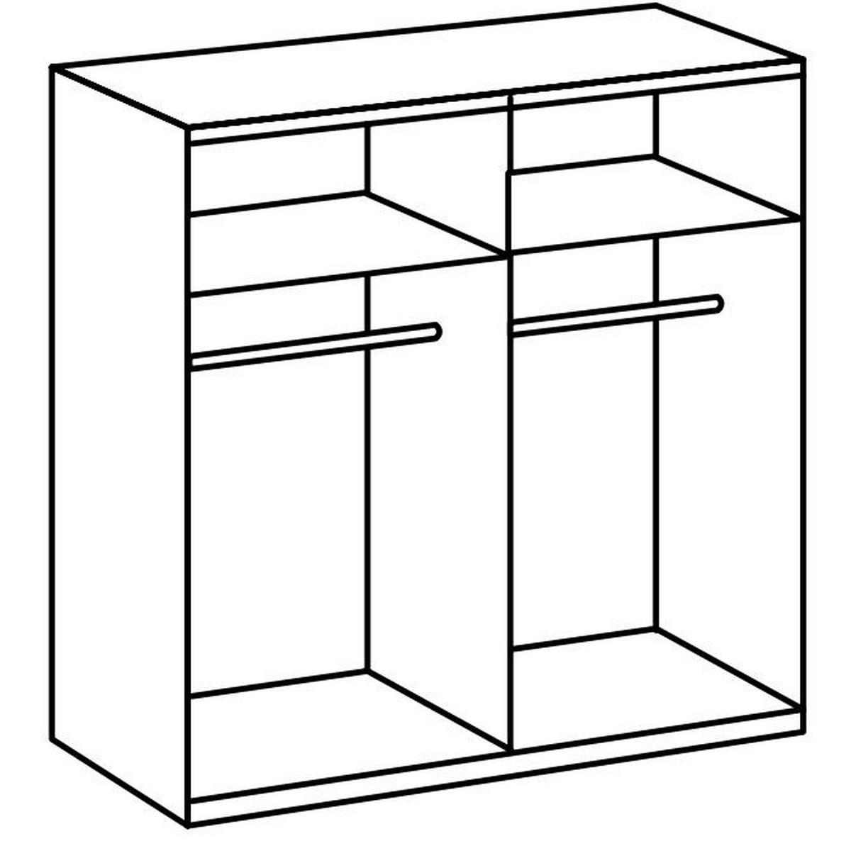 Ormar S Kliznim Vratima Level 36 D - boje hrasta/bijela visoki sjaj, Moderno, drvni materijal/metal (200/216/65cm) - Modern Living