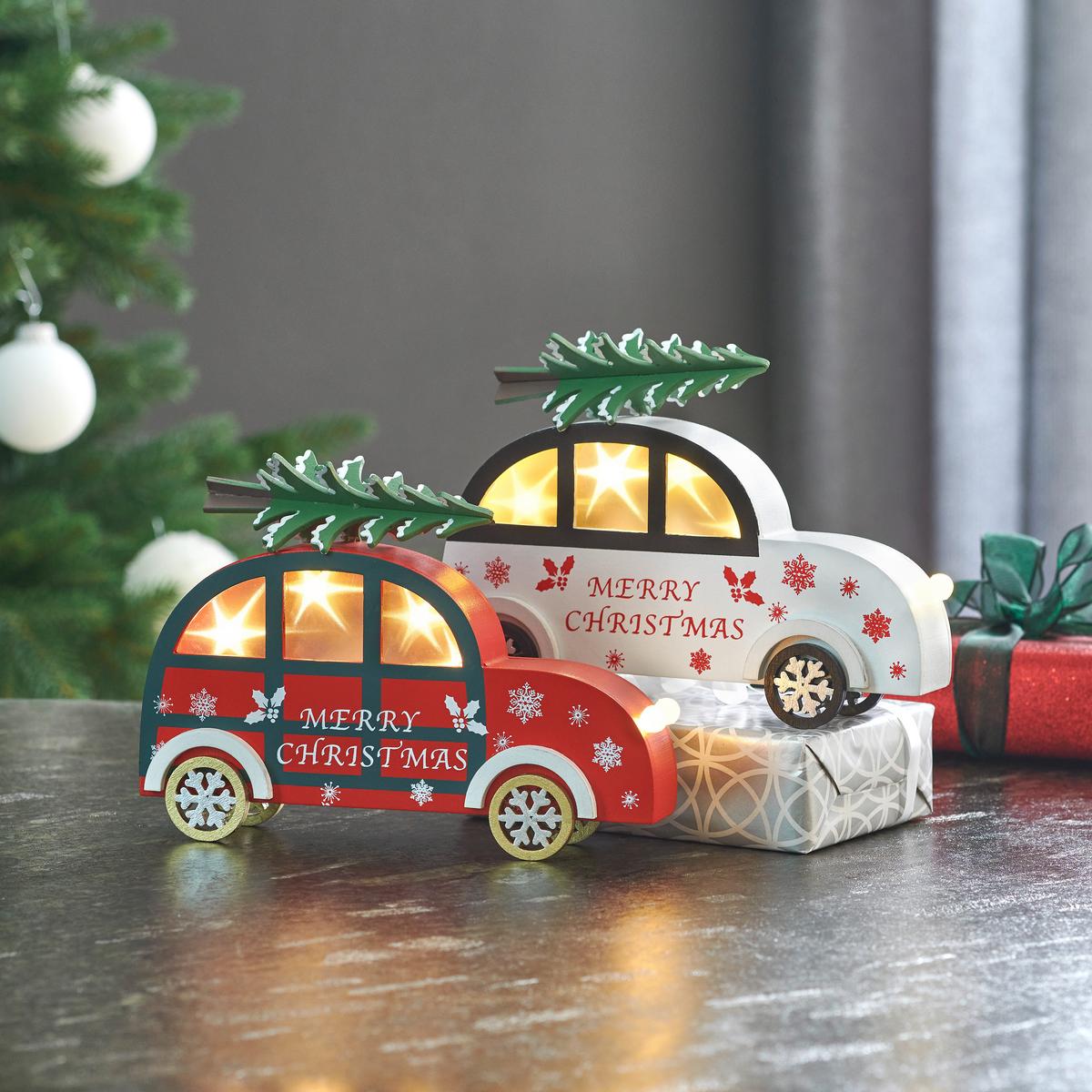 LED-díszlámpa Adela - barna/piros, Konventionell, fa (20.5/14/4cm) - Premium Living