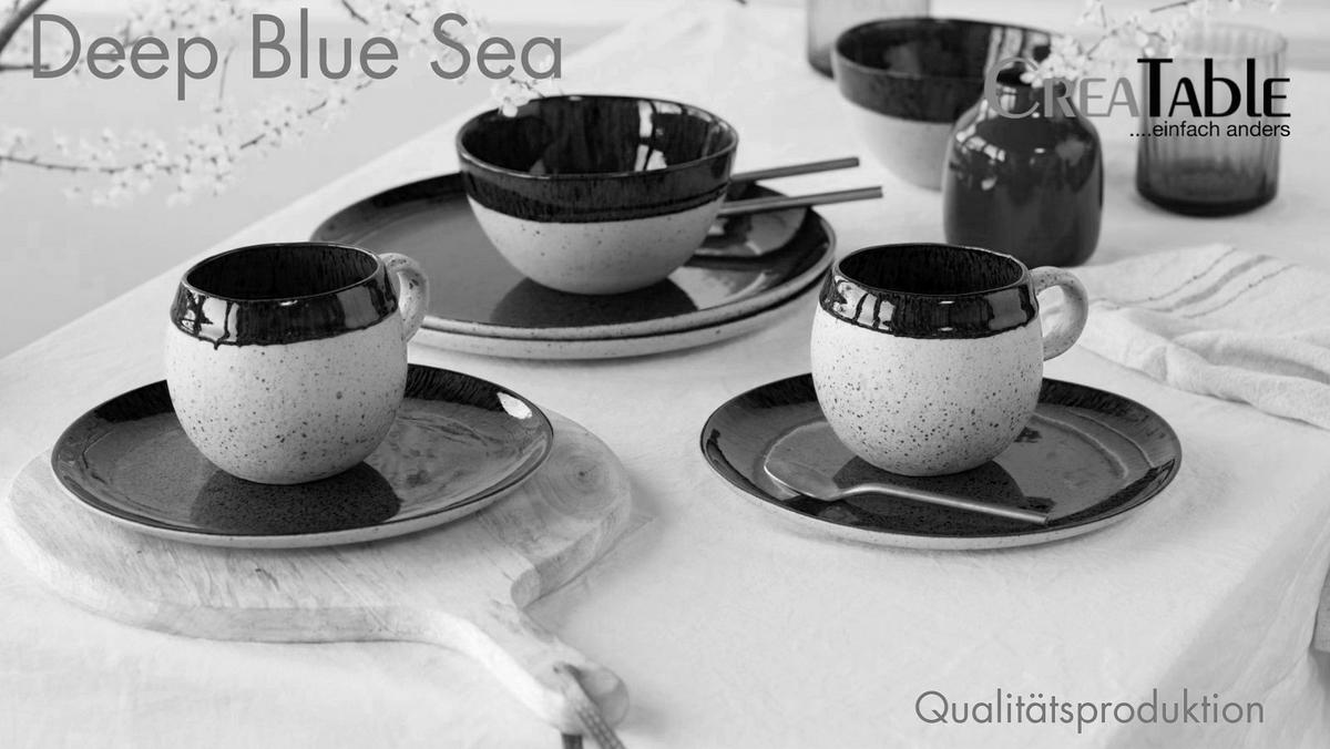 Kombiservice Deep Blue in Blau, 8-teilig - Blau/Beige, Trend, Keramik (29,5/31/34cm) - Creatable